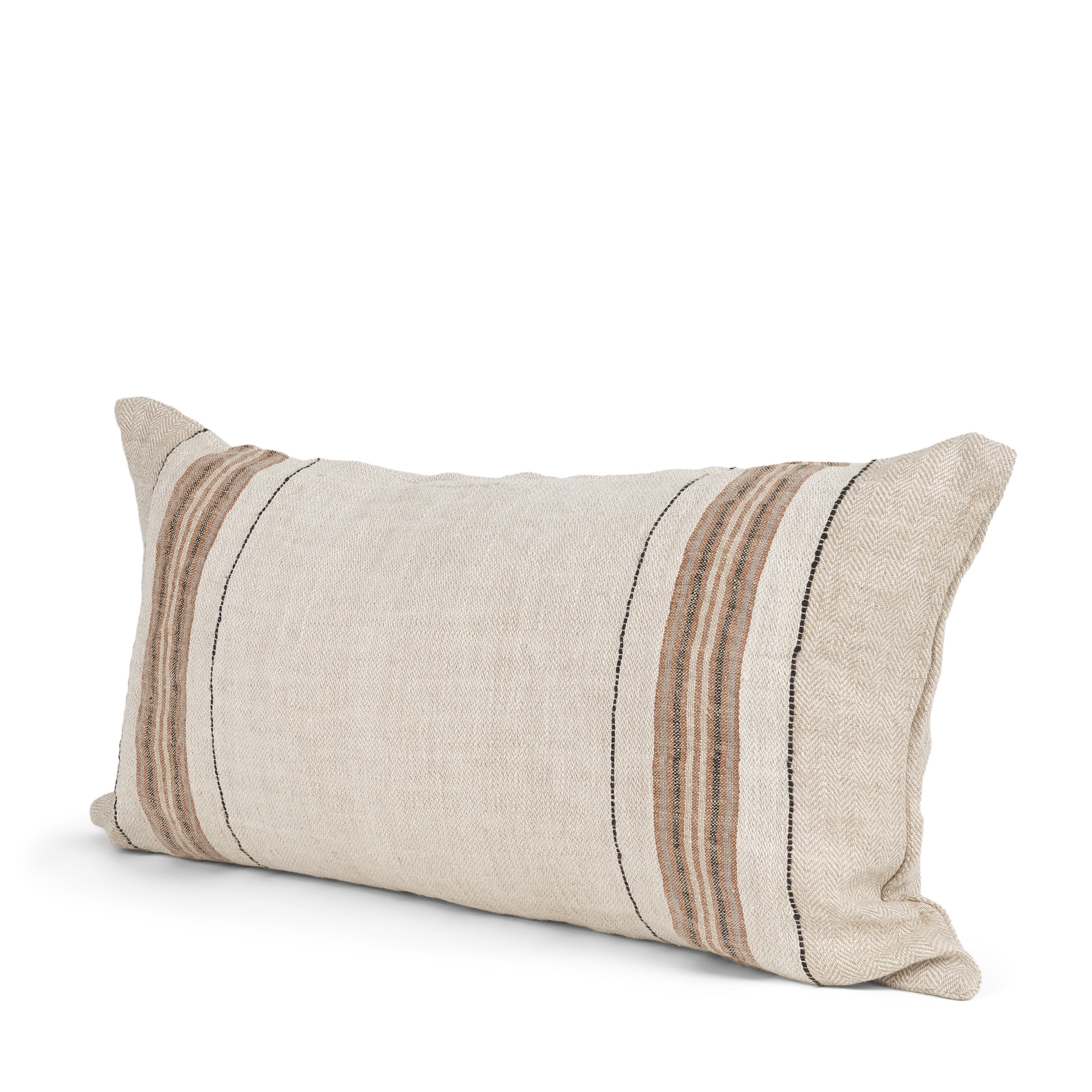 Maeve Natural Linen with Orange Stripes Decorative Pillow Cover