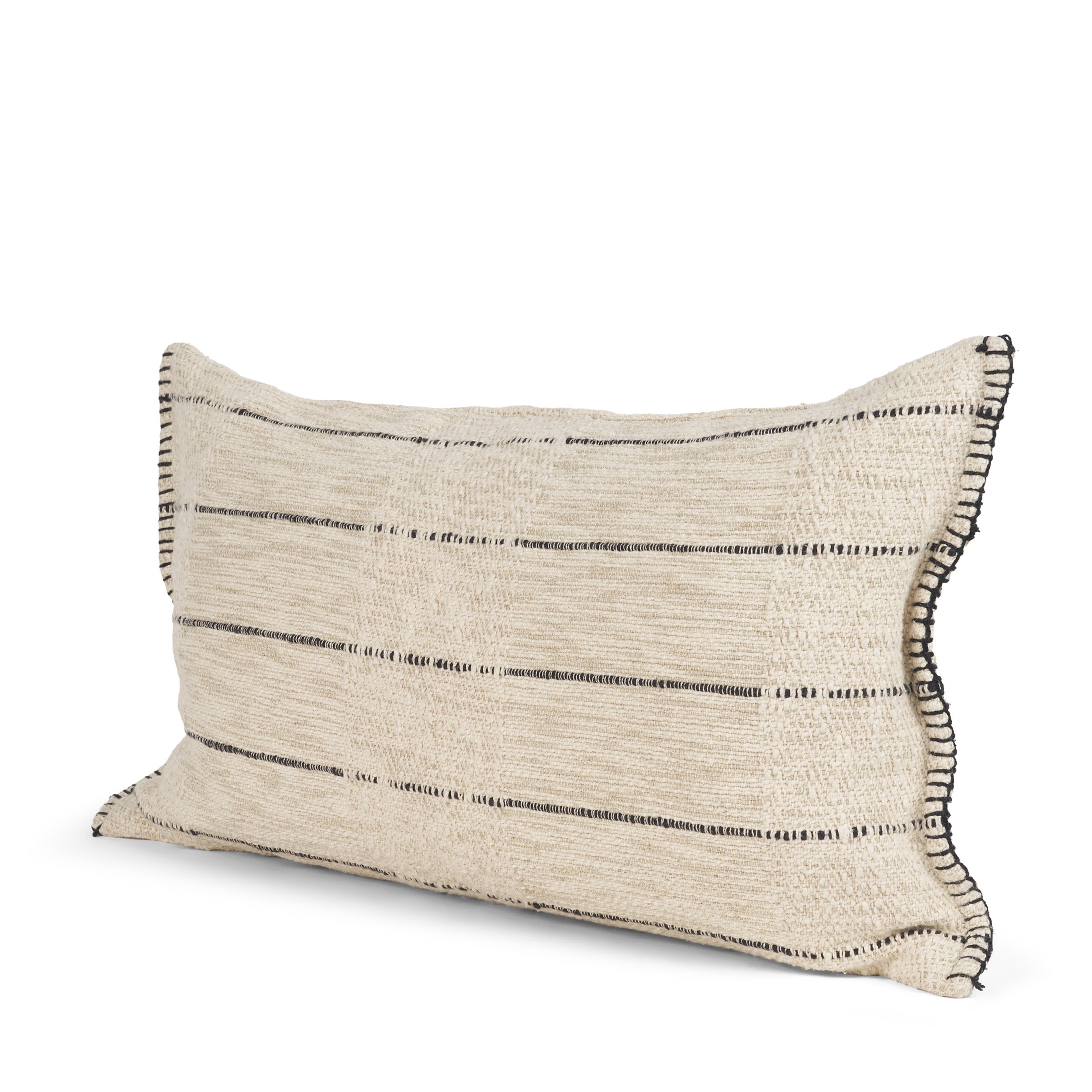 Lyle Oatmeal with Black Stripes Decorative Pillow Cover