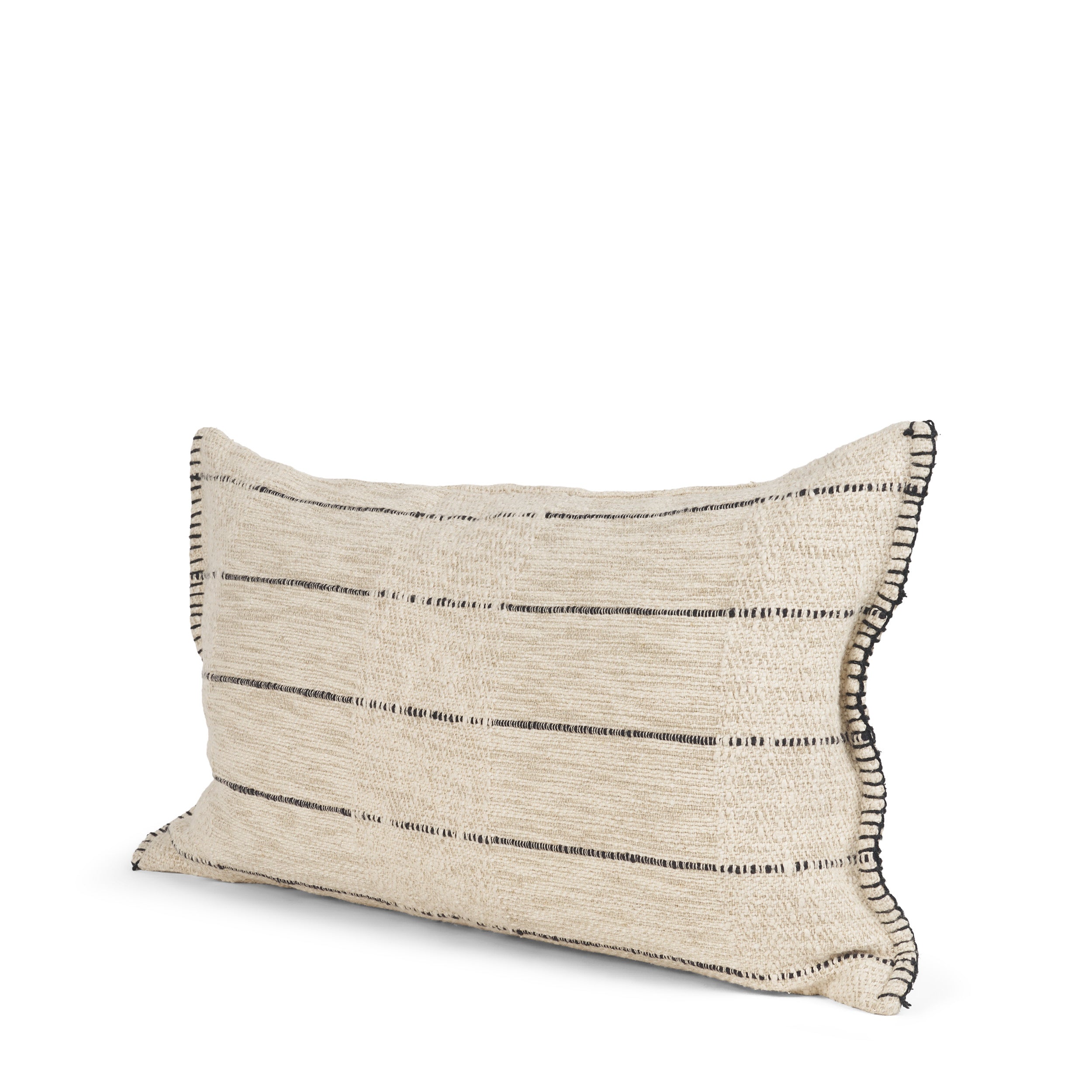 Lyle Oatmeal with Black Stripes Decorative Pillow Cover