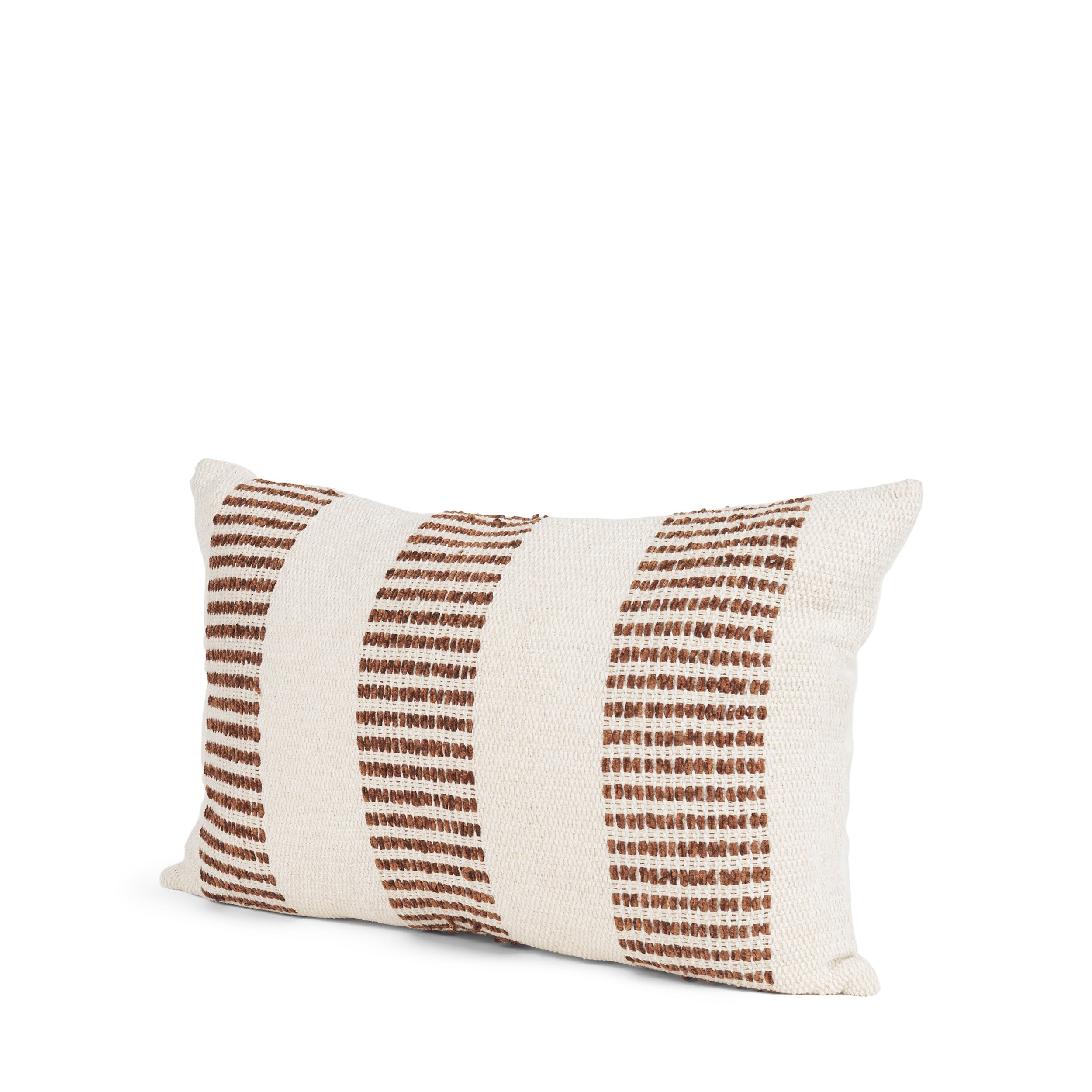 Levon Lumbar Plush Cream with Orange Dashed Stripes Decorative Pillow Cover