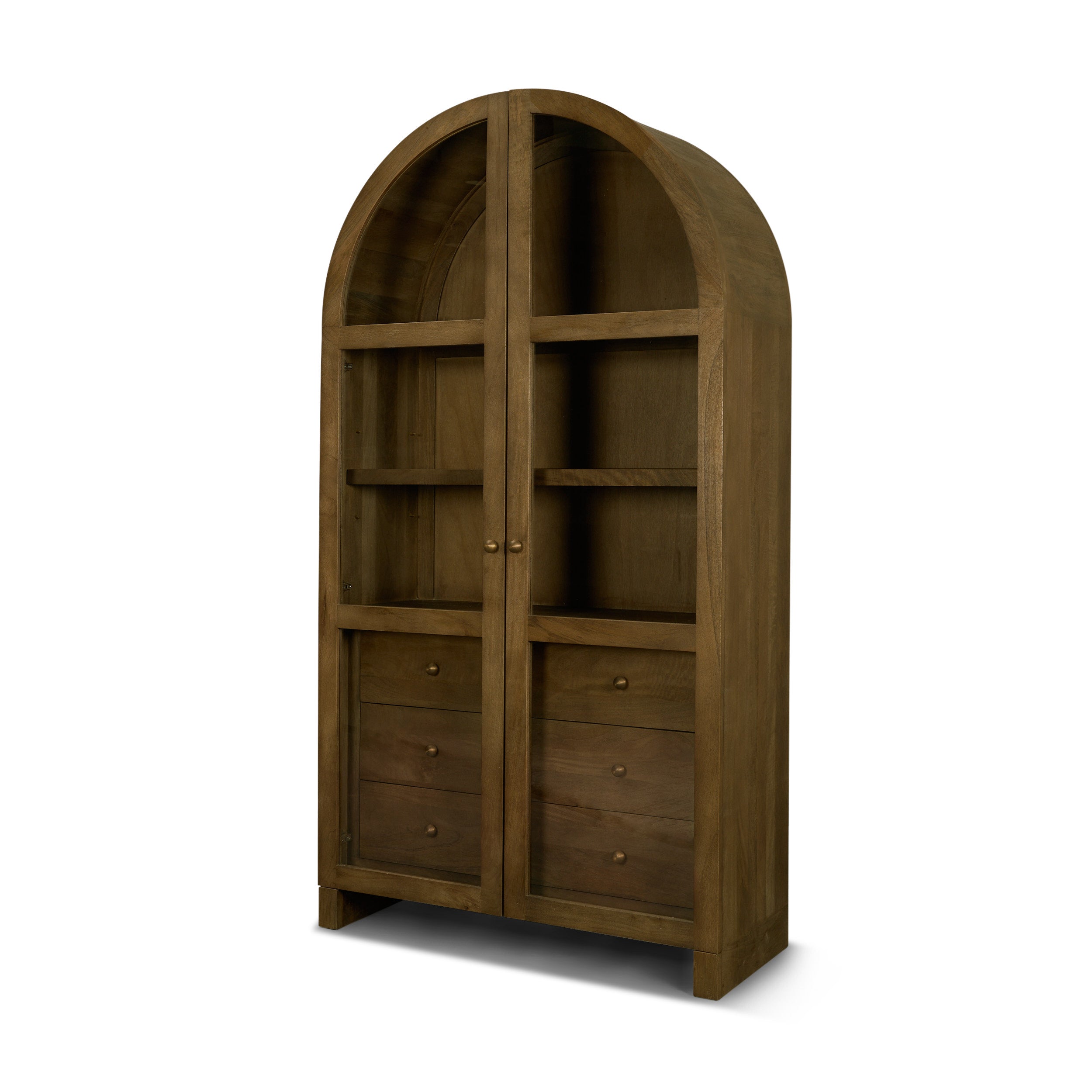 Suri Wood with Glass Doors Arched Curio Cabinet