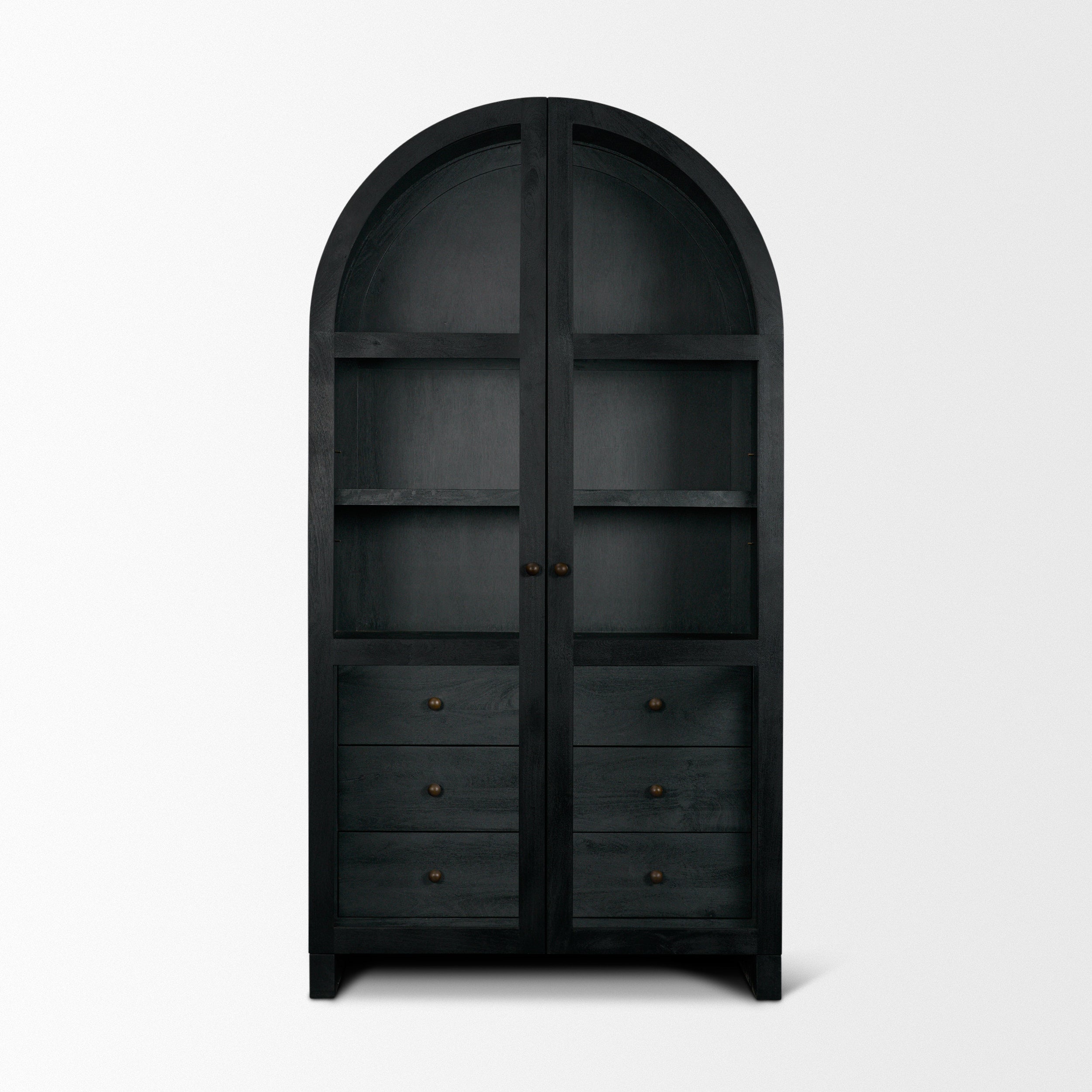 Suri Wood with Glass Doors Arched Curio Cabinet