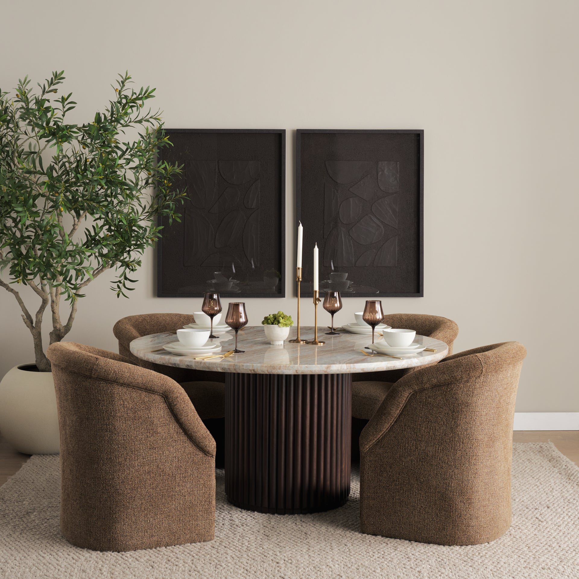 Curtis Barrelback Half-Moon Base Dining Armchair