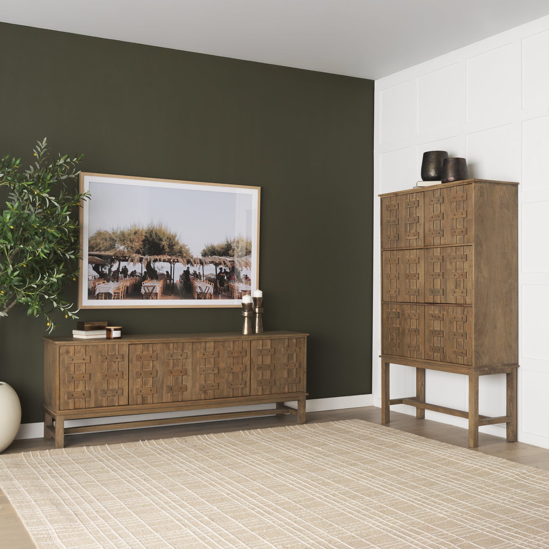 Truss Cool Brown Wood 6 Door Tall Cabinet