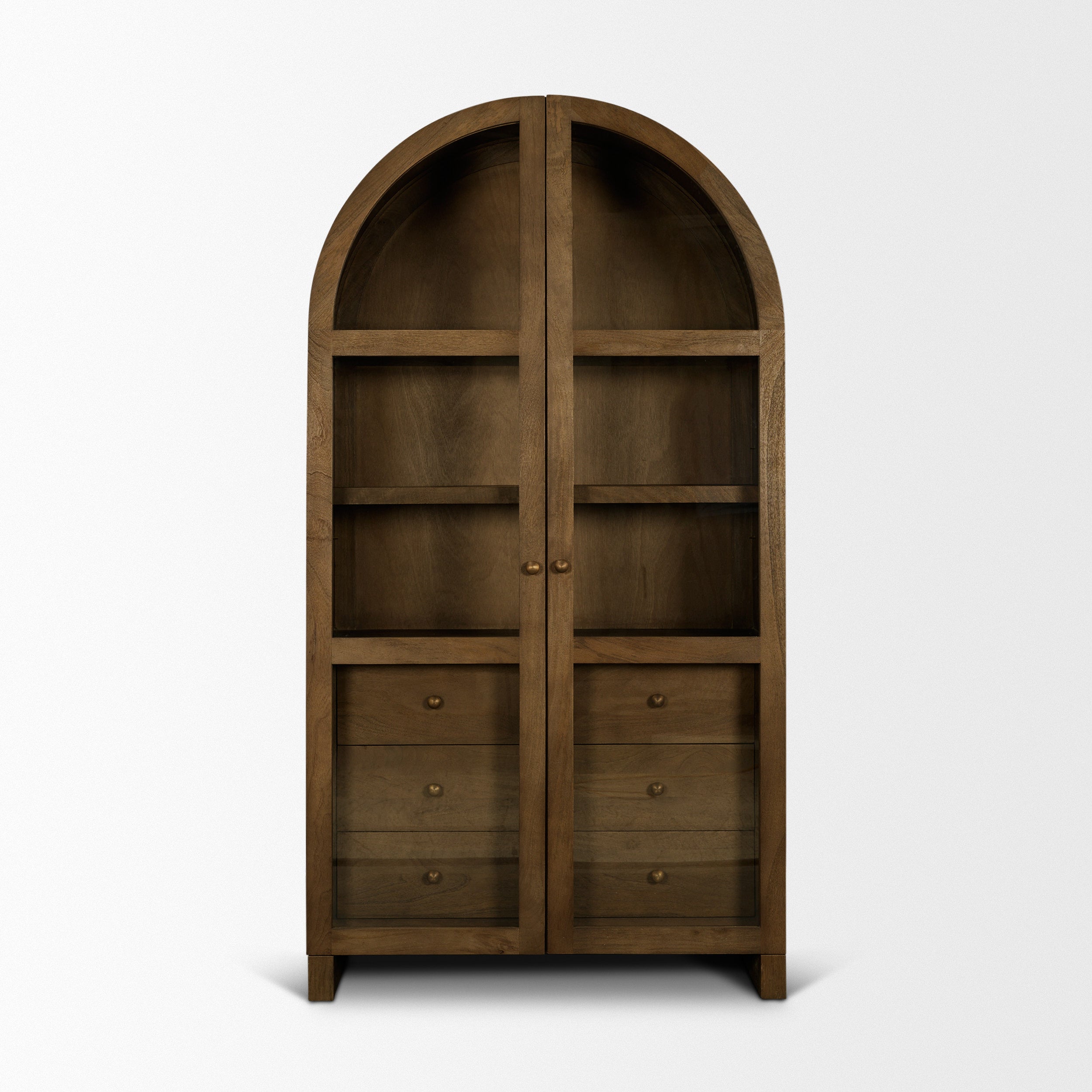 Suri Wood with Glass Doors Arched Curio Cabinet