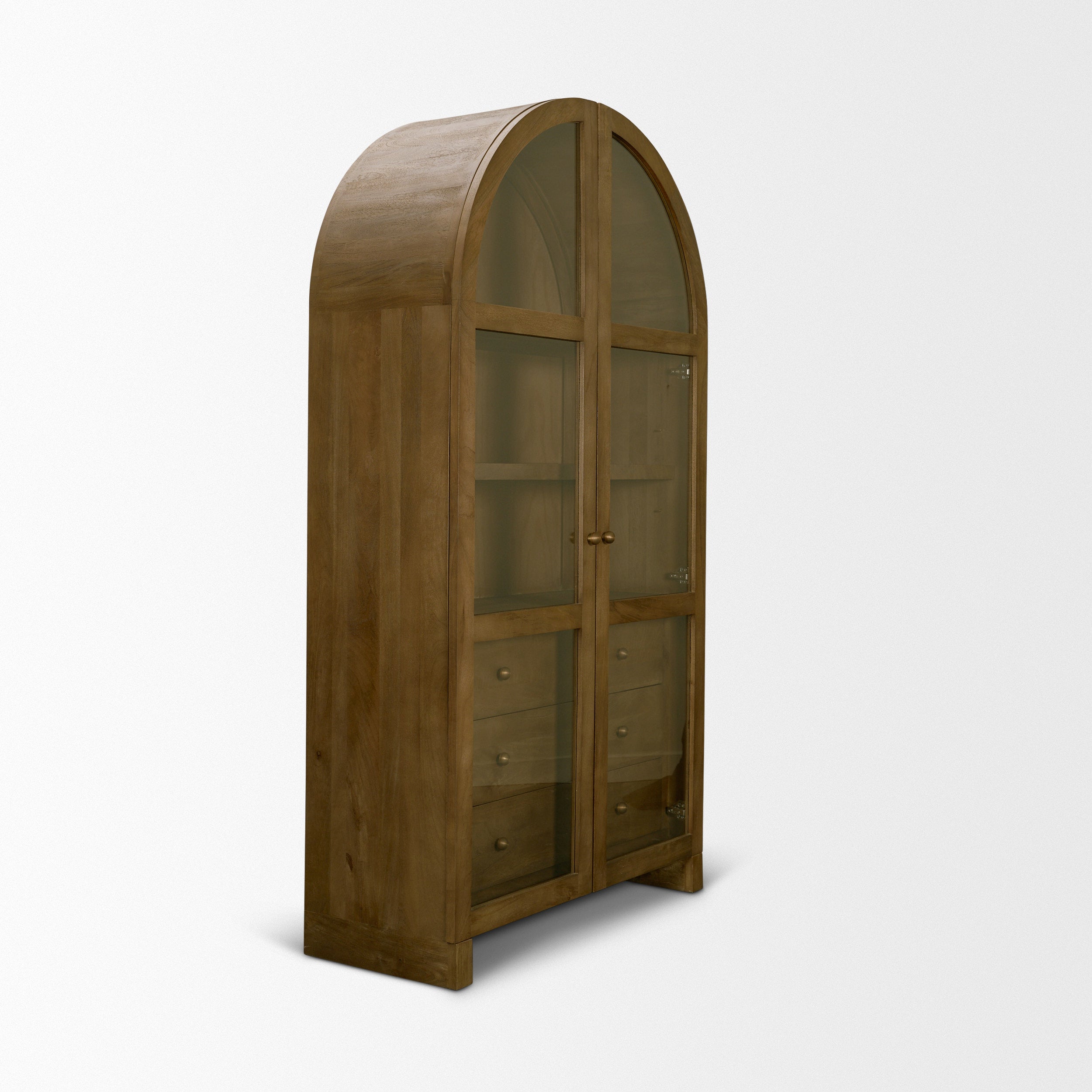 Suri Wood with Glass Doors Arched Curio Cabinet