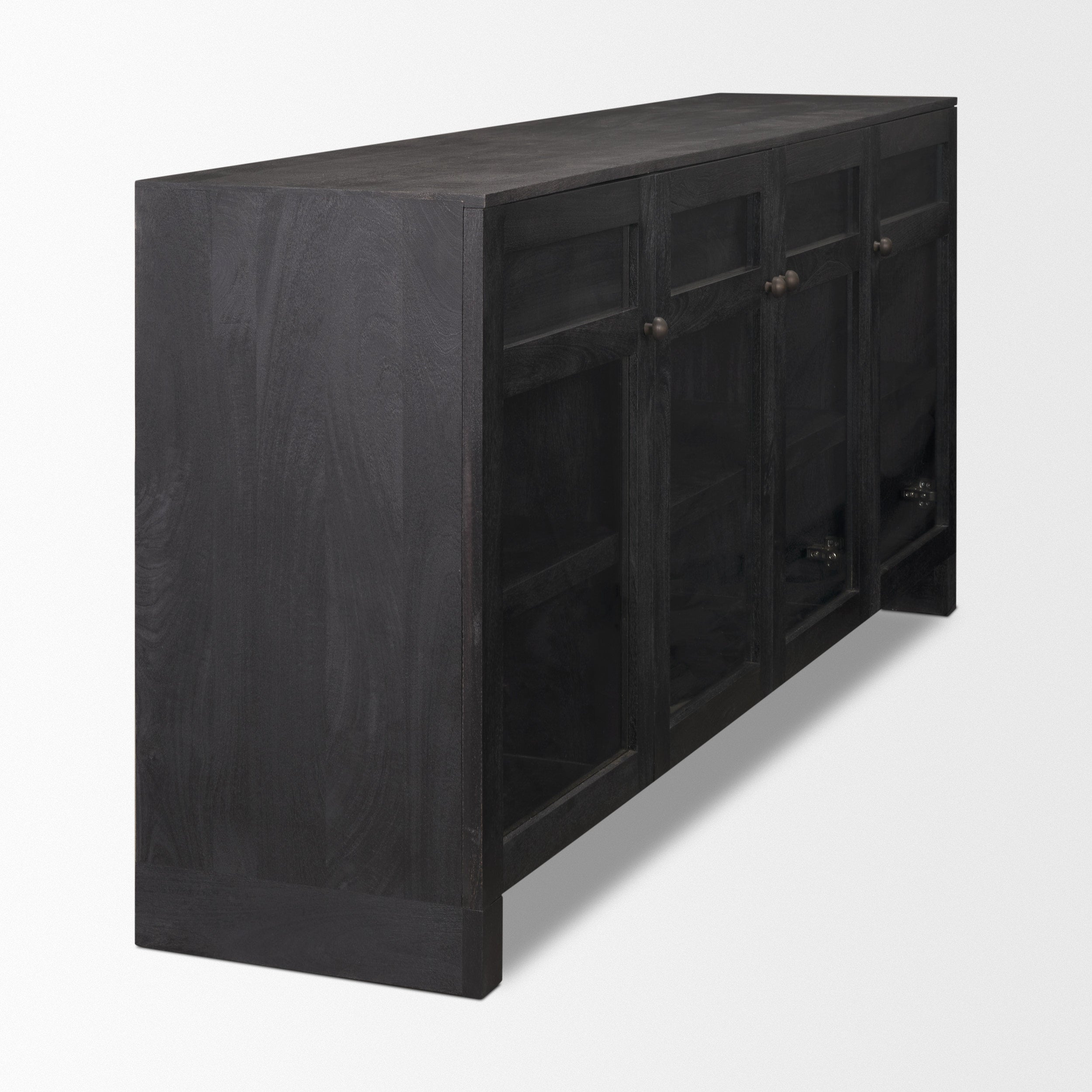 Suri Wood with Glass 4-Door Closed Sideboard