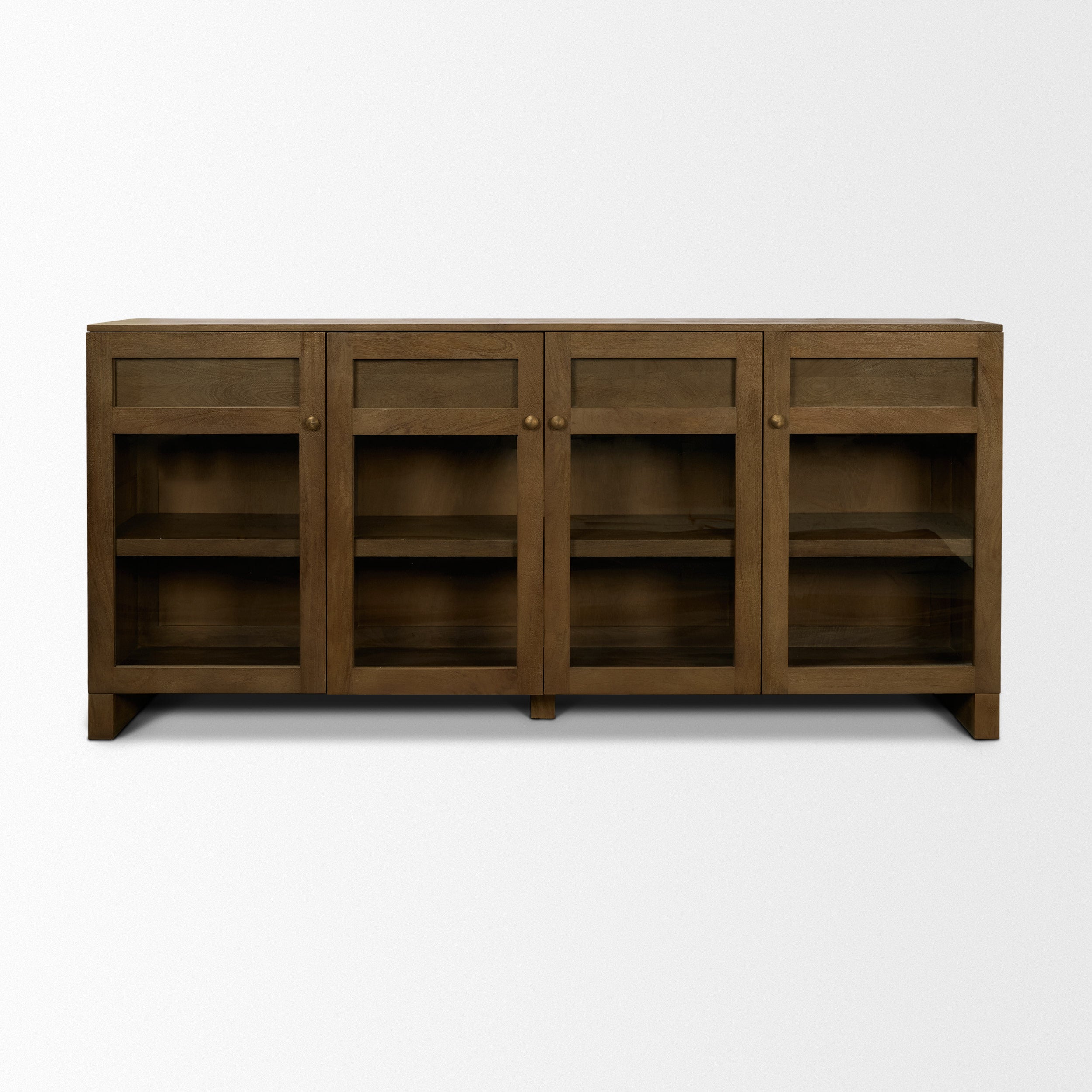Suri Wood with Glass 4-Door Closed Sideboard