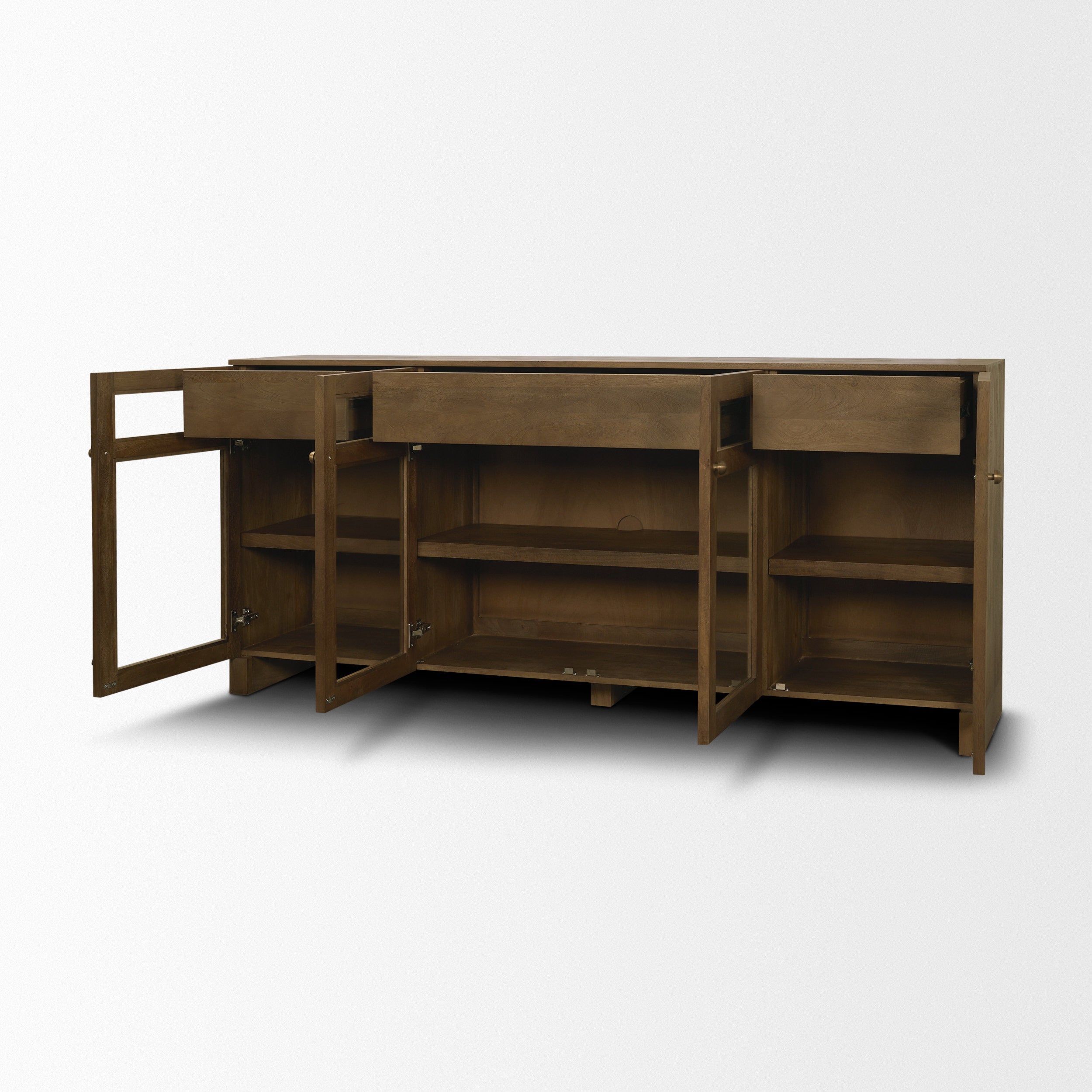 Suri Wood with Glass 4-Door Closed Sideboard