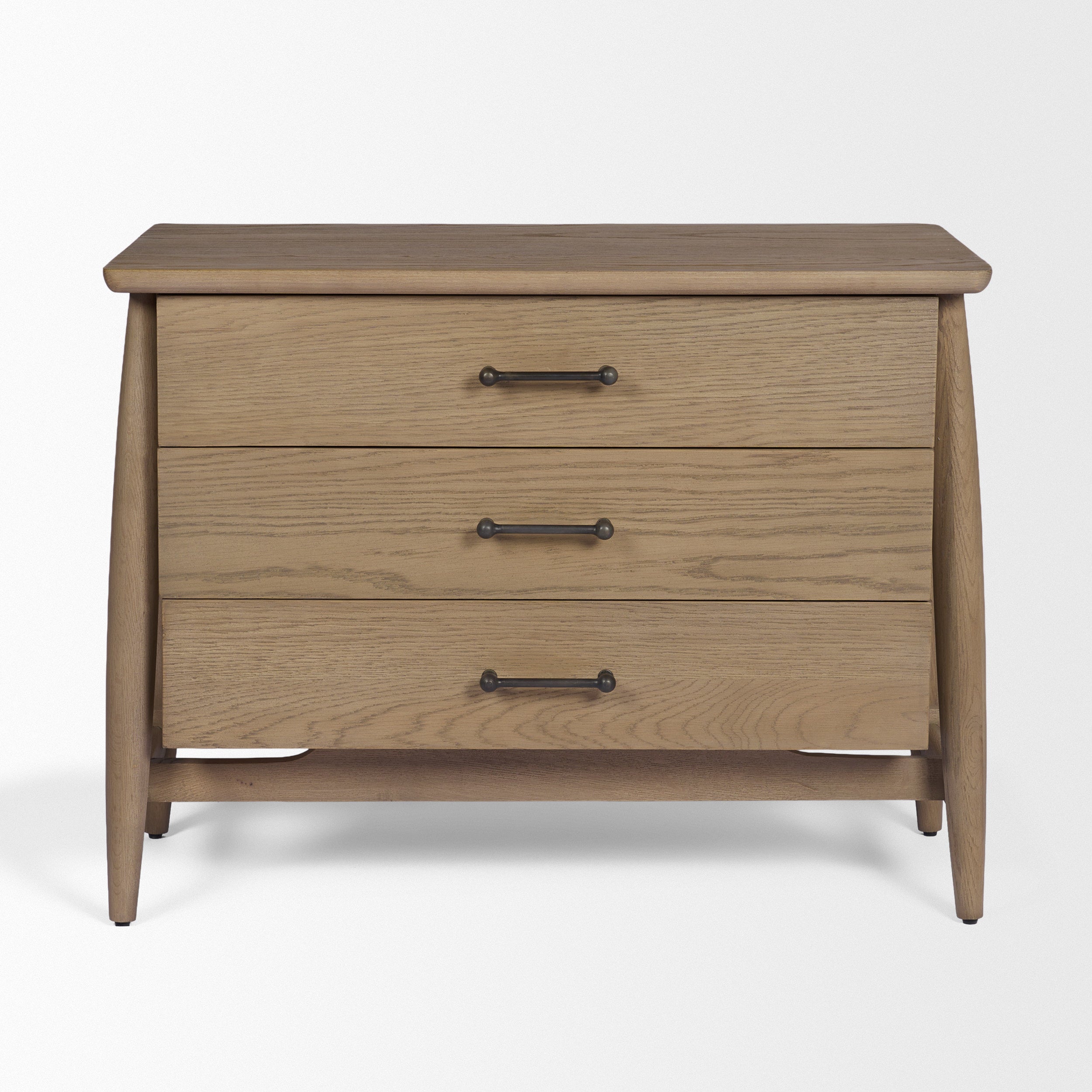 Hollis Gray-Brown Wood 3-Drawer Closed Nightstand
