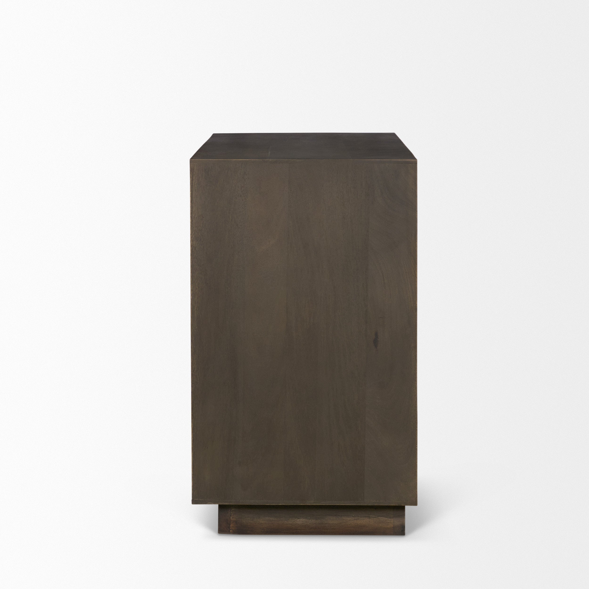 Cinder Distressed Dark Brown Wood Reeded 2-Door Closed Accent Cabinet