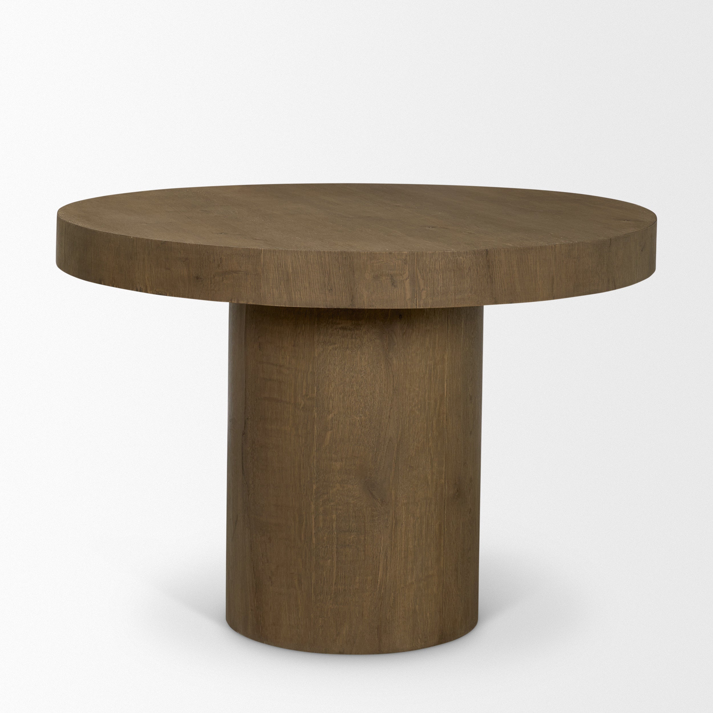 Lyonne 42" Round Medium Brown Oak Wood Pedestal Dining Table