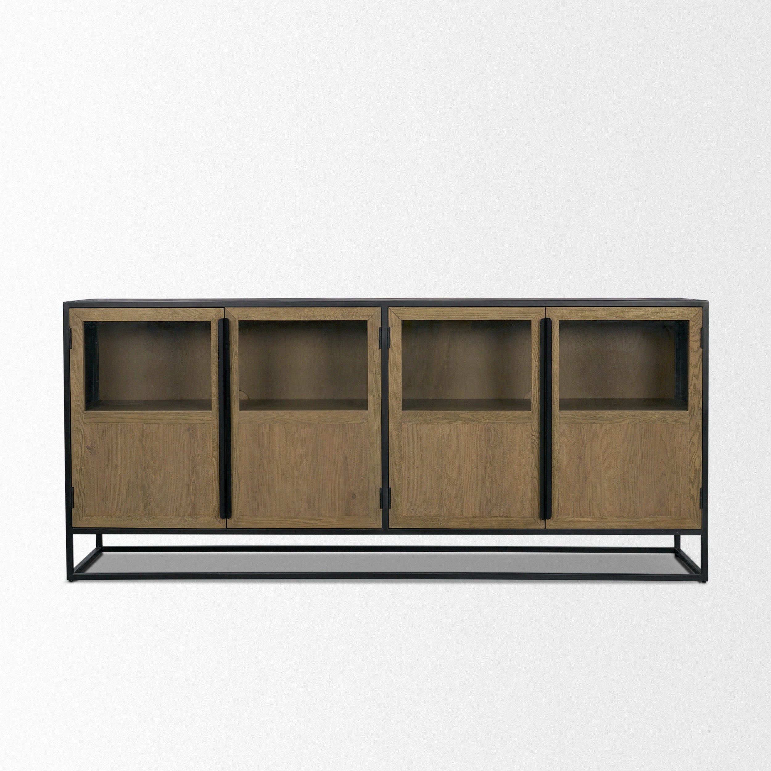 Sloan 80" Light Brown Wood with Black Metal Frame Sideboard