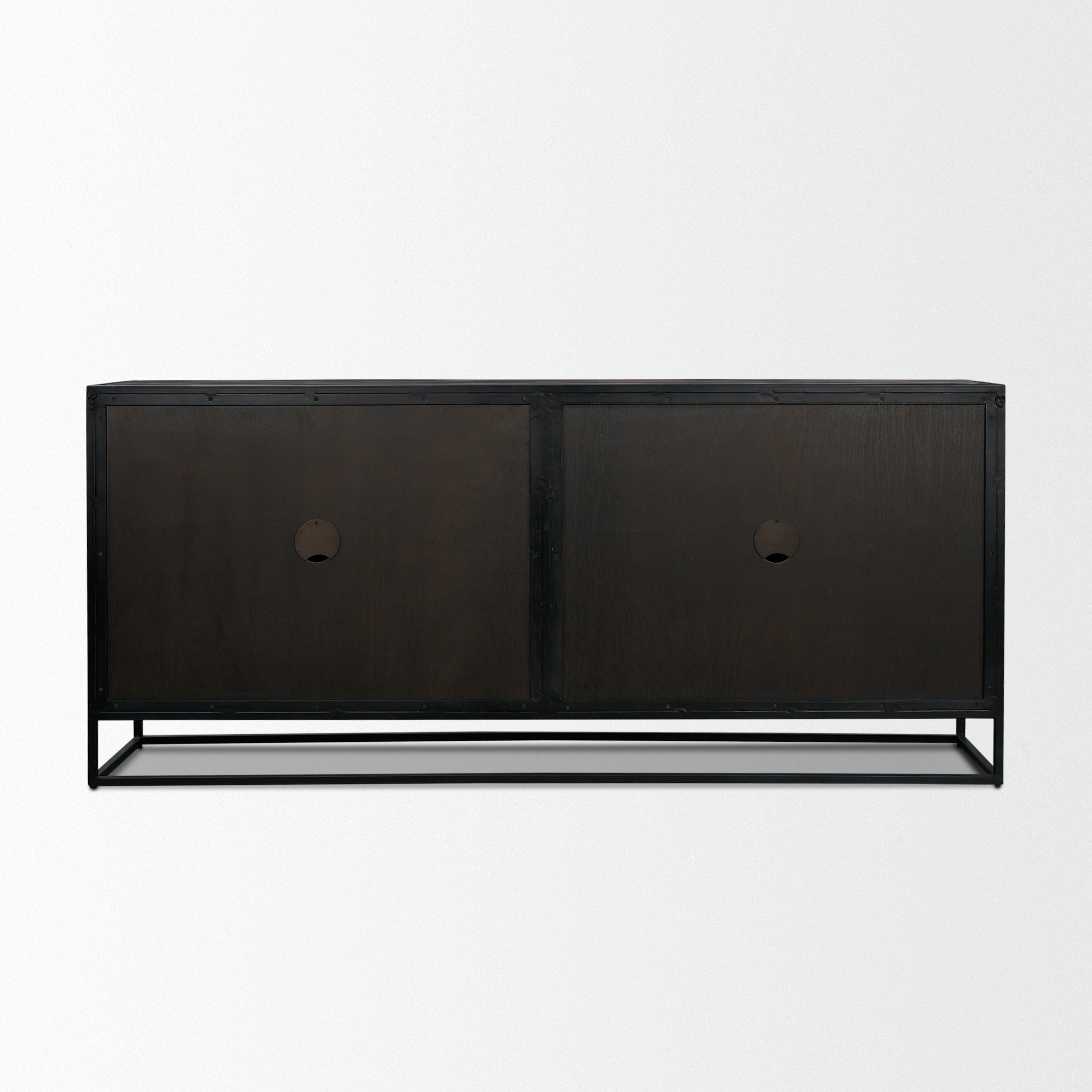Sloan 80" Light Brown Wood with Black Metal Frame Sideboard