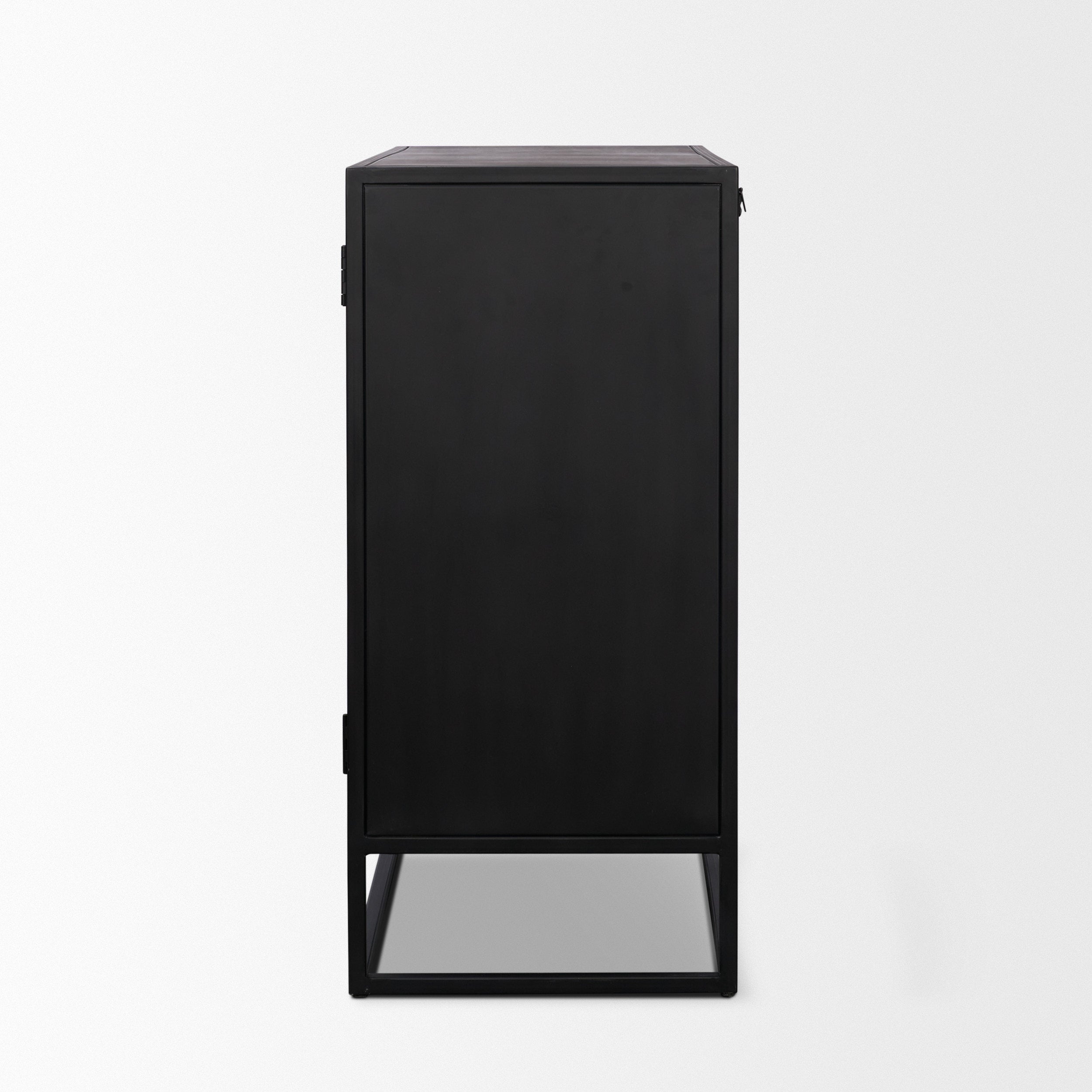 Sloan 40"W Light Brown with Black Metal Frame Accent Cabinet