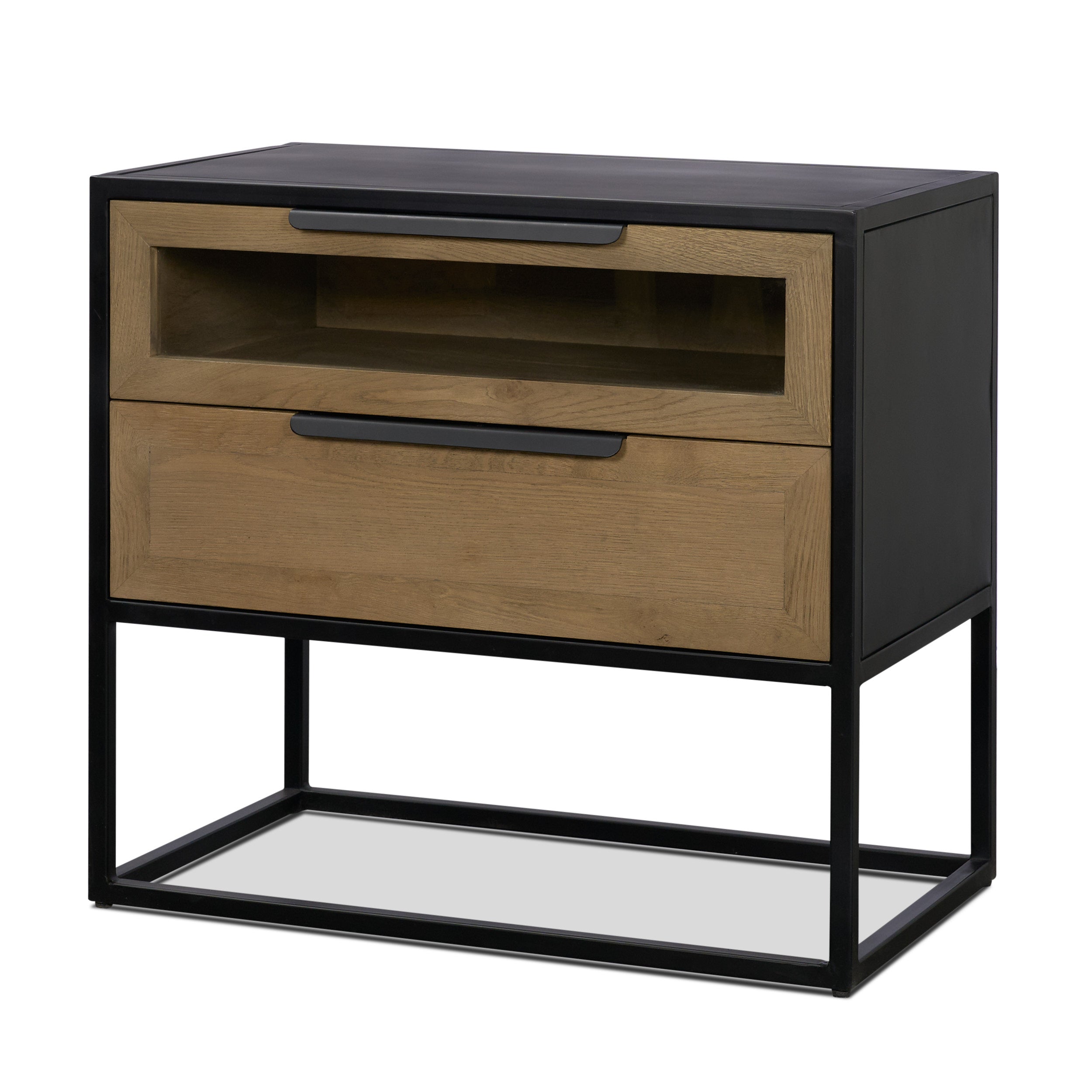 Sloan Light Brown with Black Metal Frame Side Table