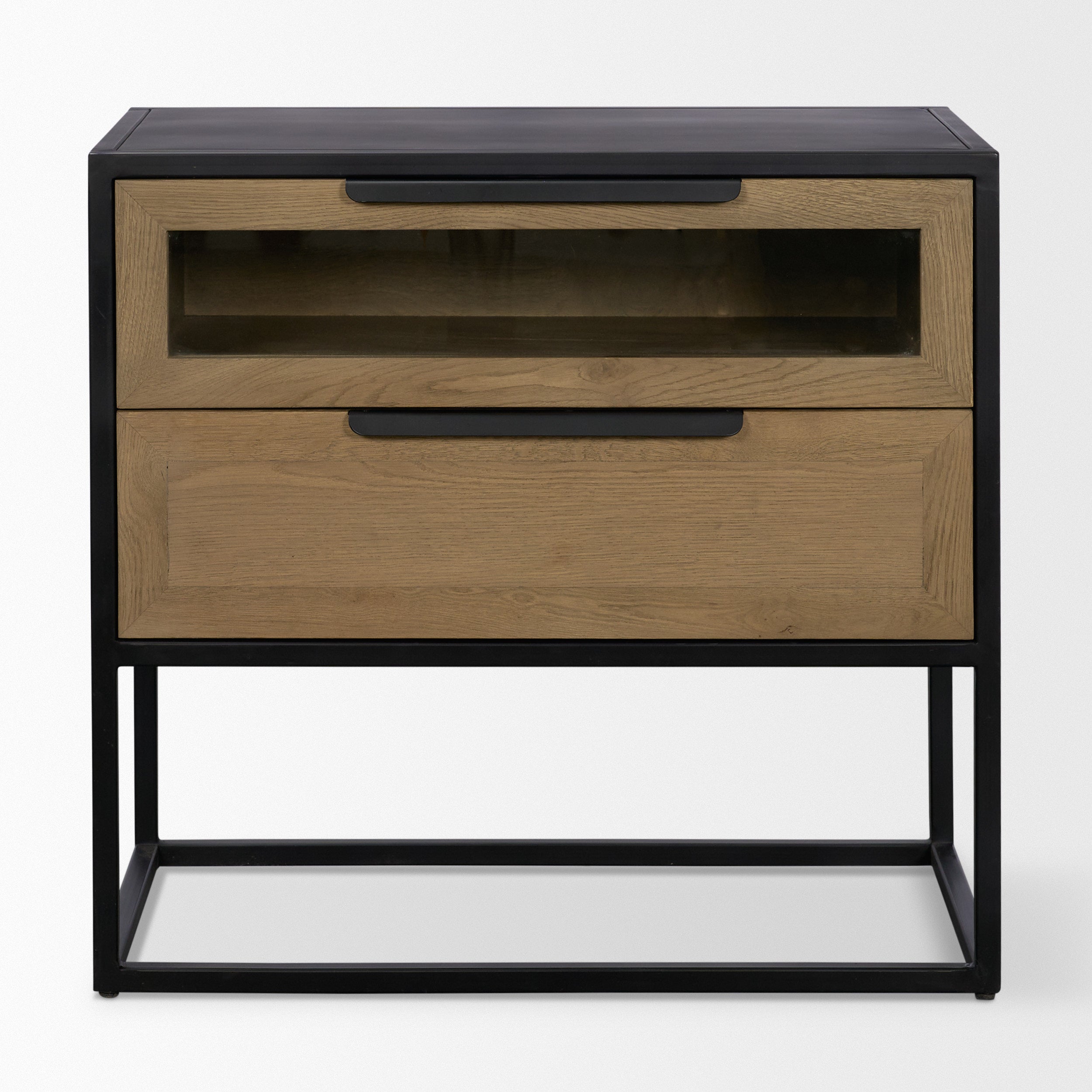 Sloan Light Brown with Black Metal Frame Side Table