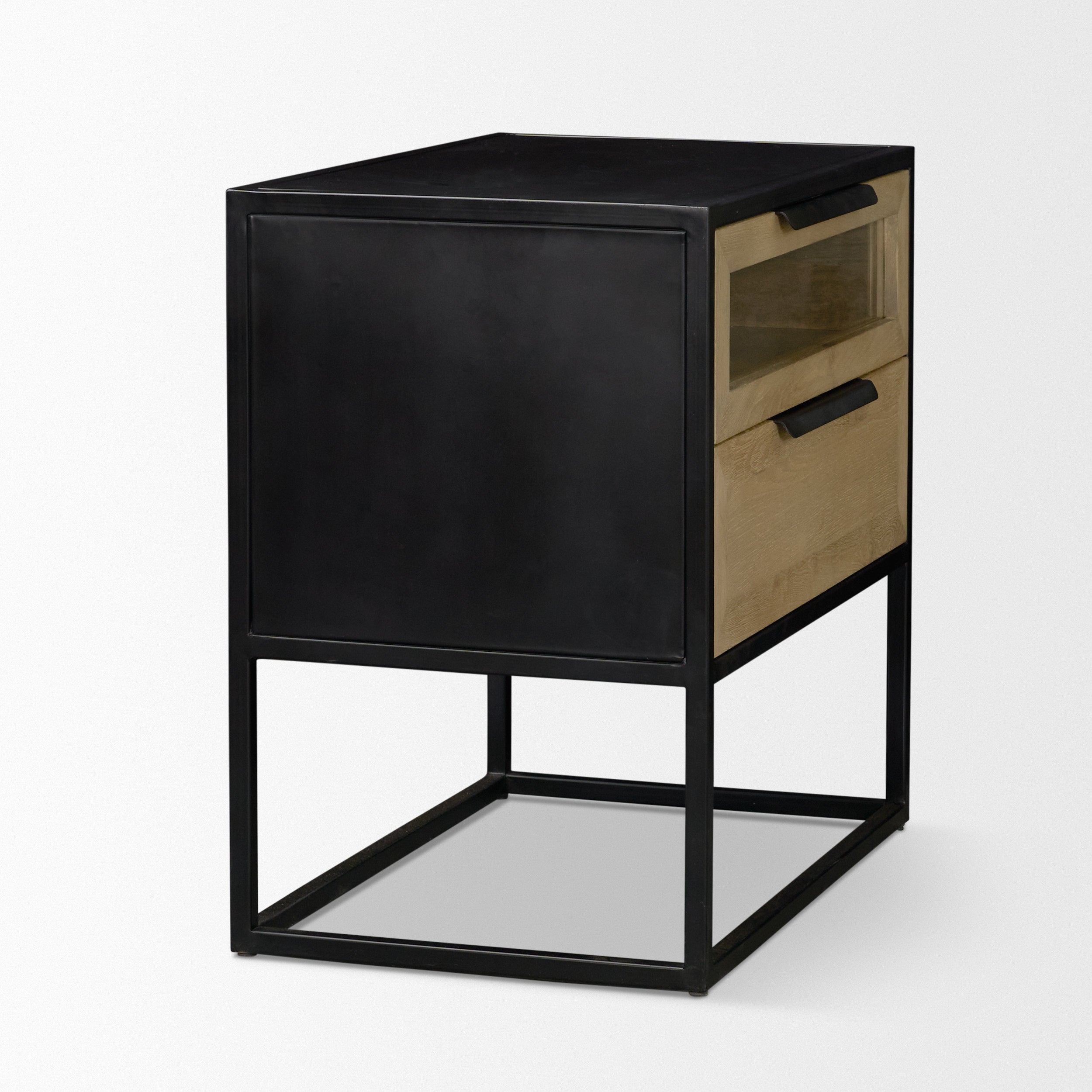 Sloan Light Brown with Black Metal Frame Side Table