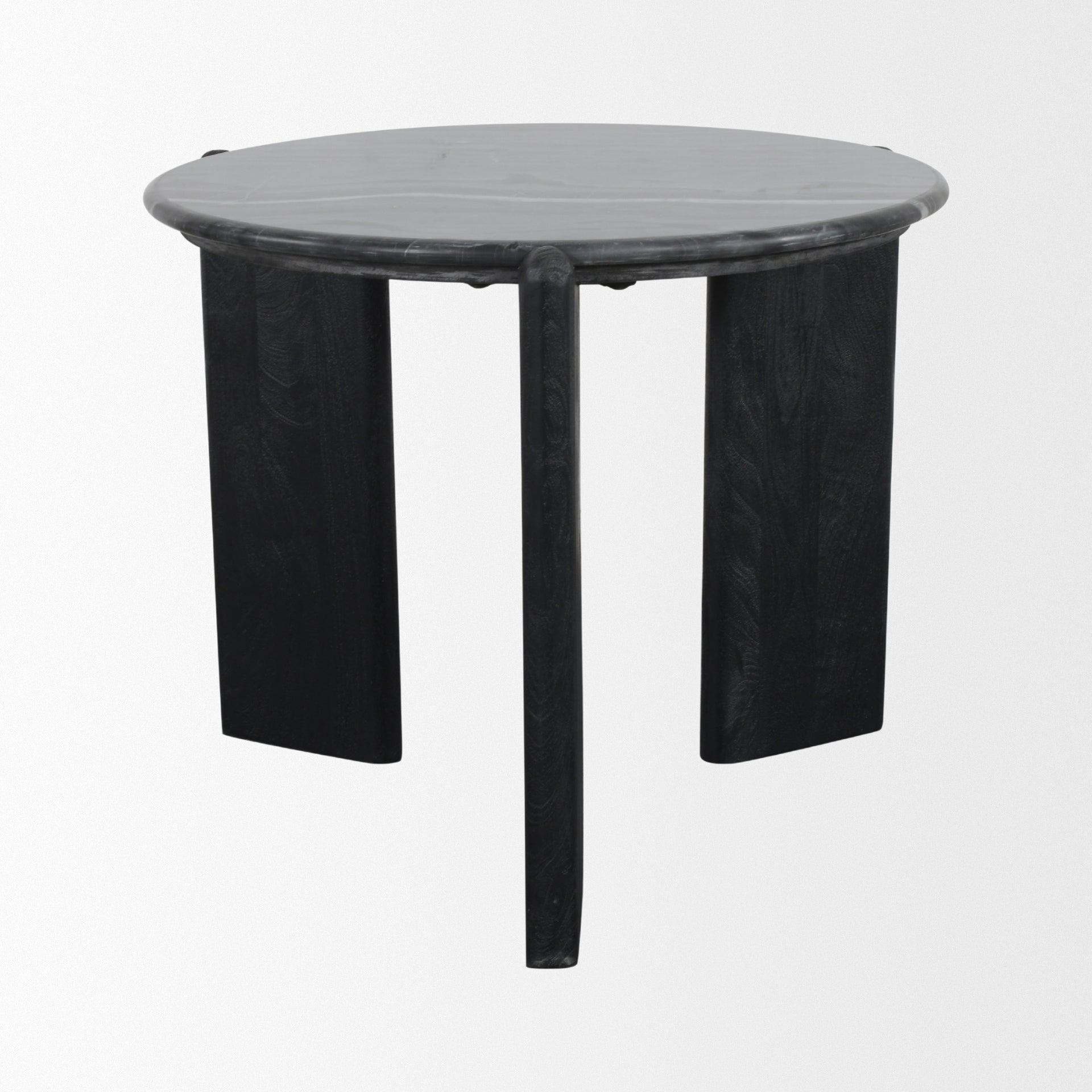 Rumer Black Wood with Black Marble Side Table