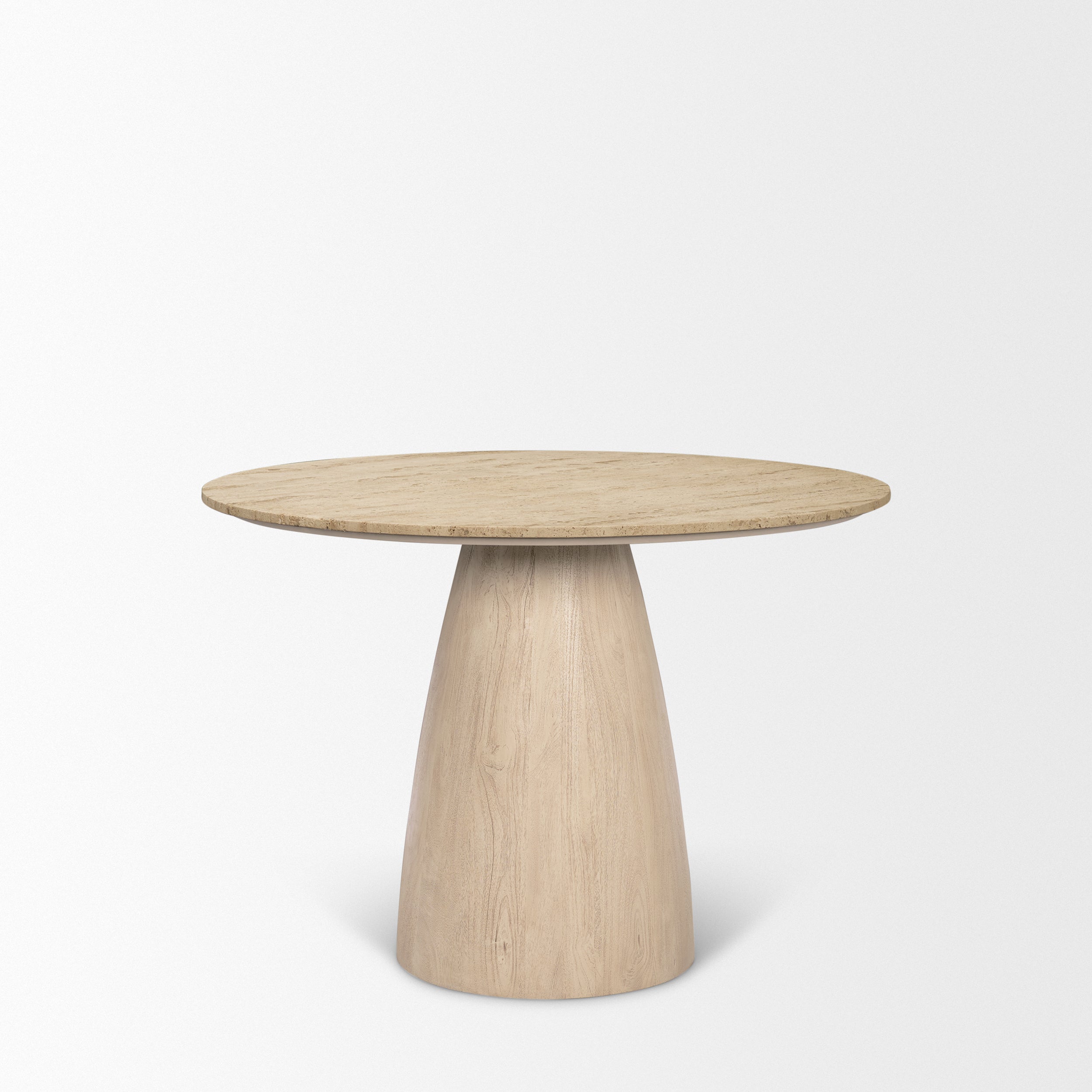 Allyson 42" Light Wood Base with Travertine Top Dining Table