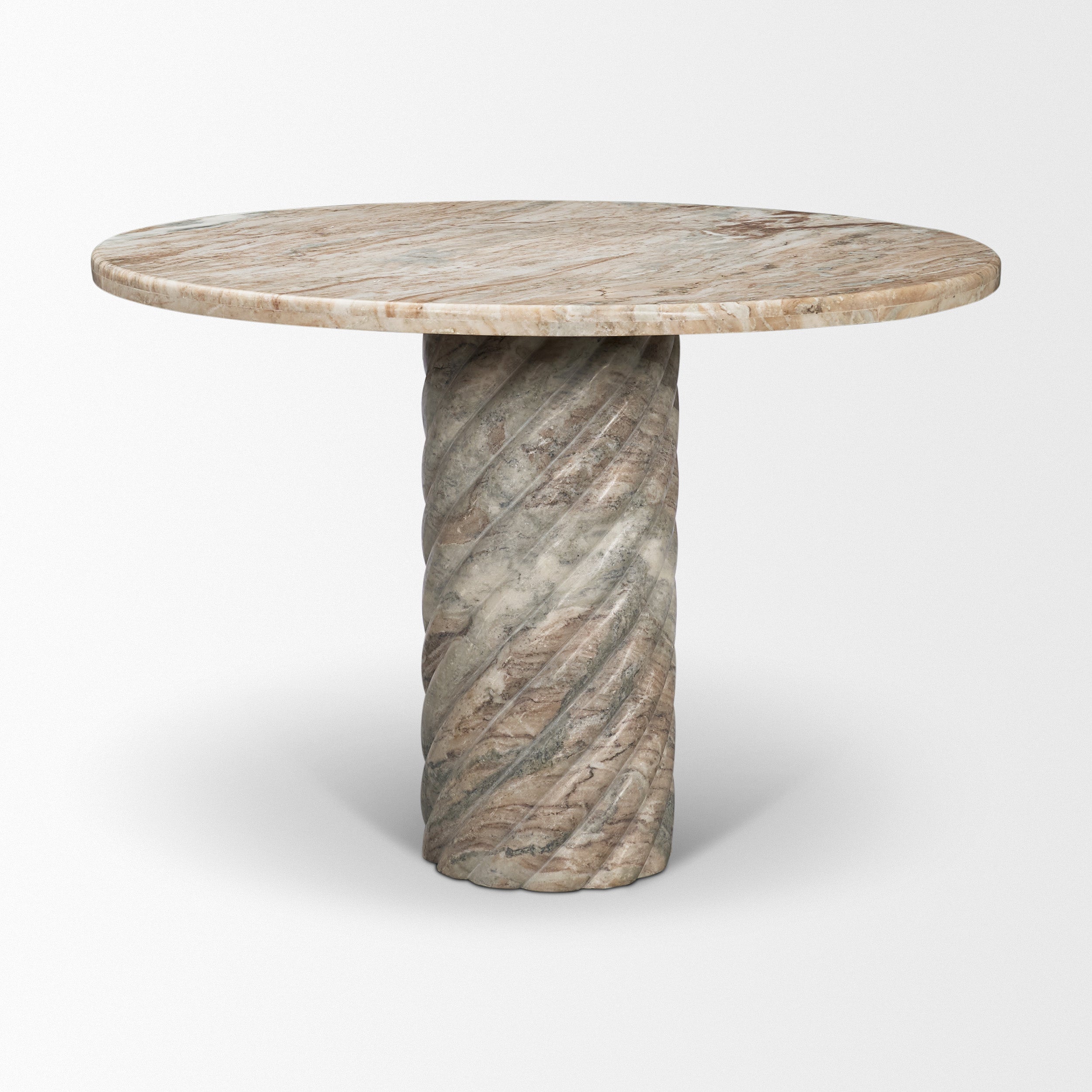 Ravello 42" Pink Marble Swirl Pedestal Base Round Dining Table