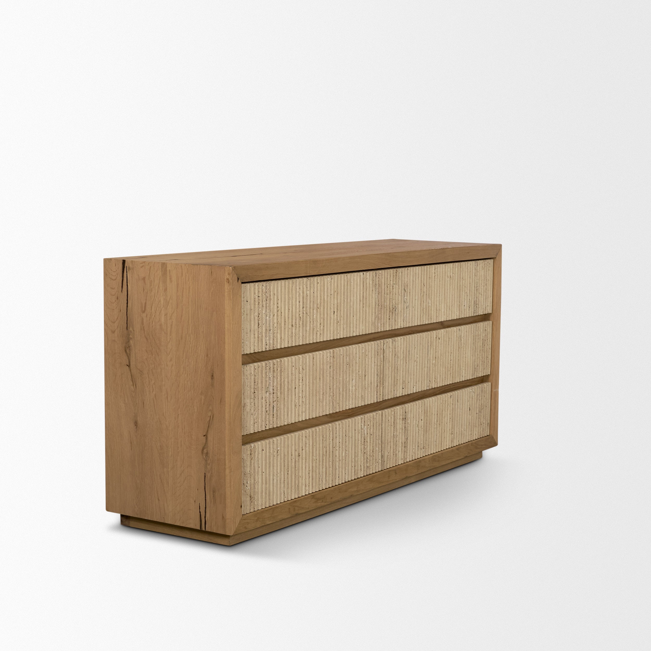 Travona Oak Wood with Travertine 6 Drawer Dresser