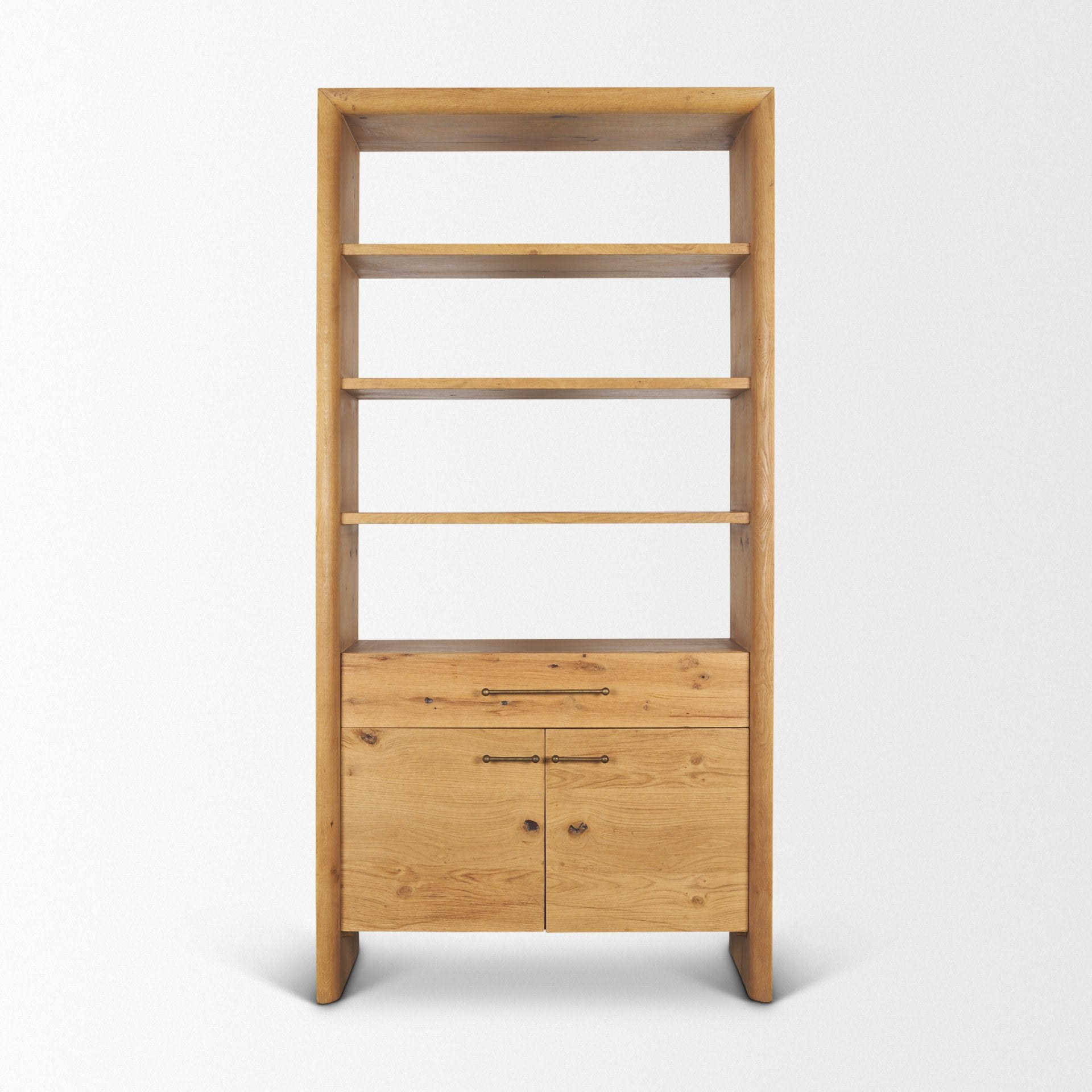 Belford 2-Door Open Oak Wood Shelving Unit