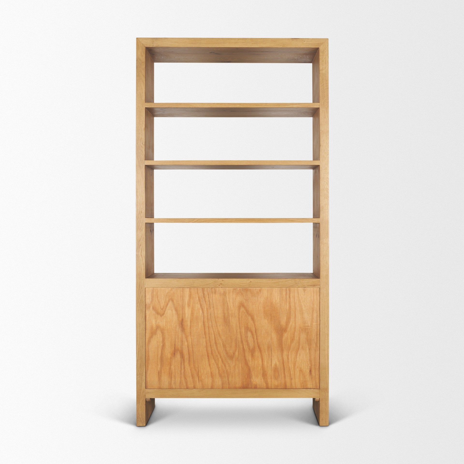 Belford 2-Door Open Oak Wood Shelving Unit