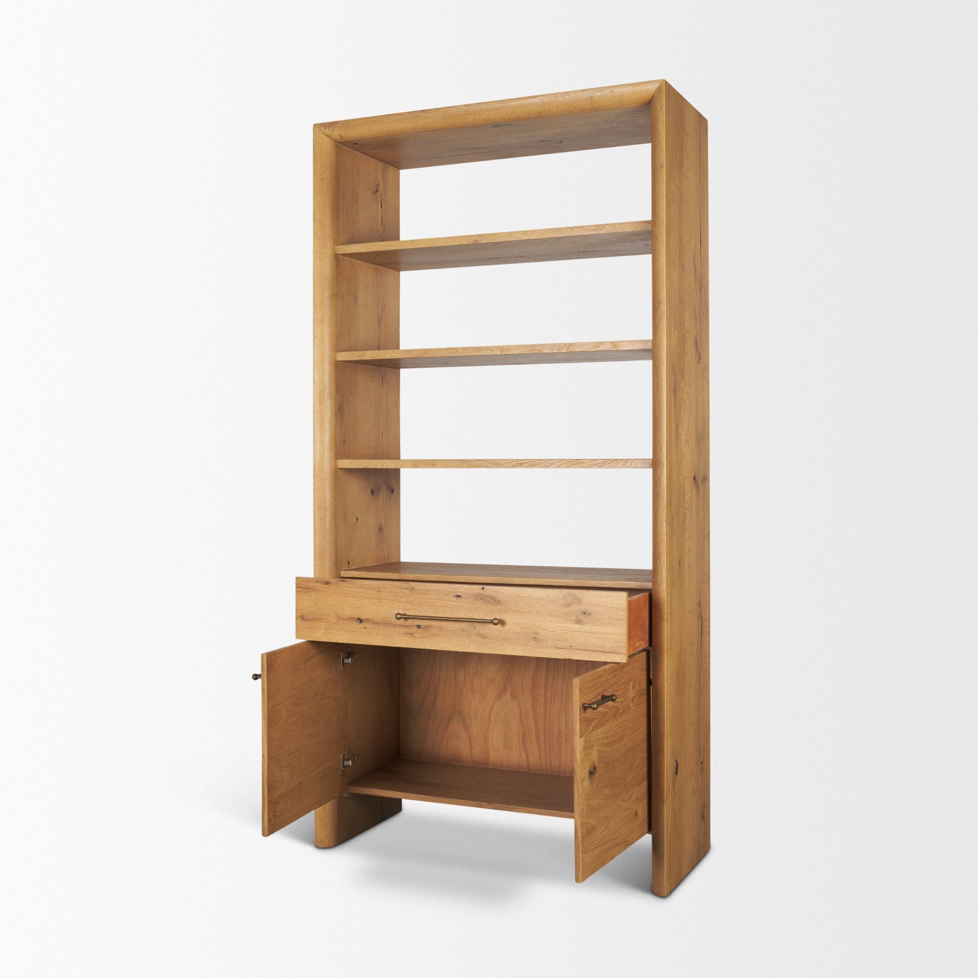 Belford 2-Door Open Oak Wood Shelving Unit