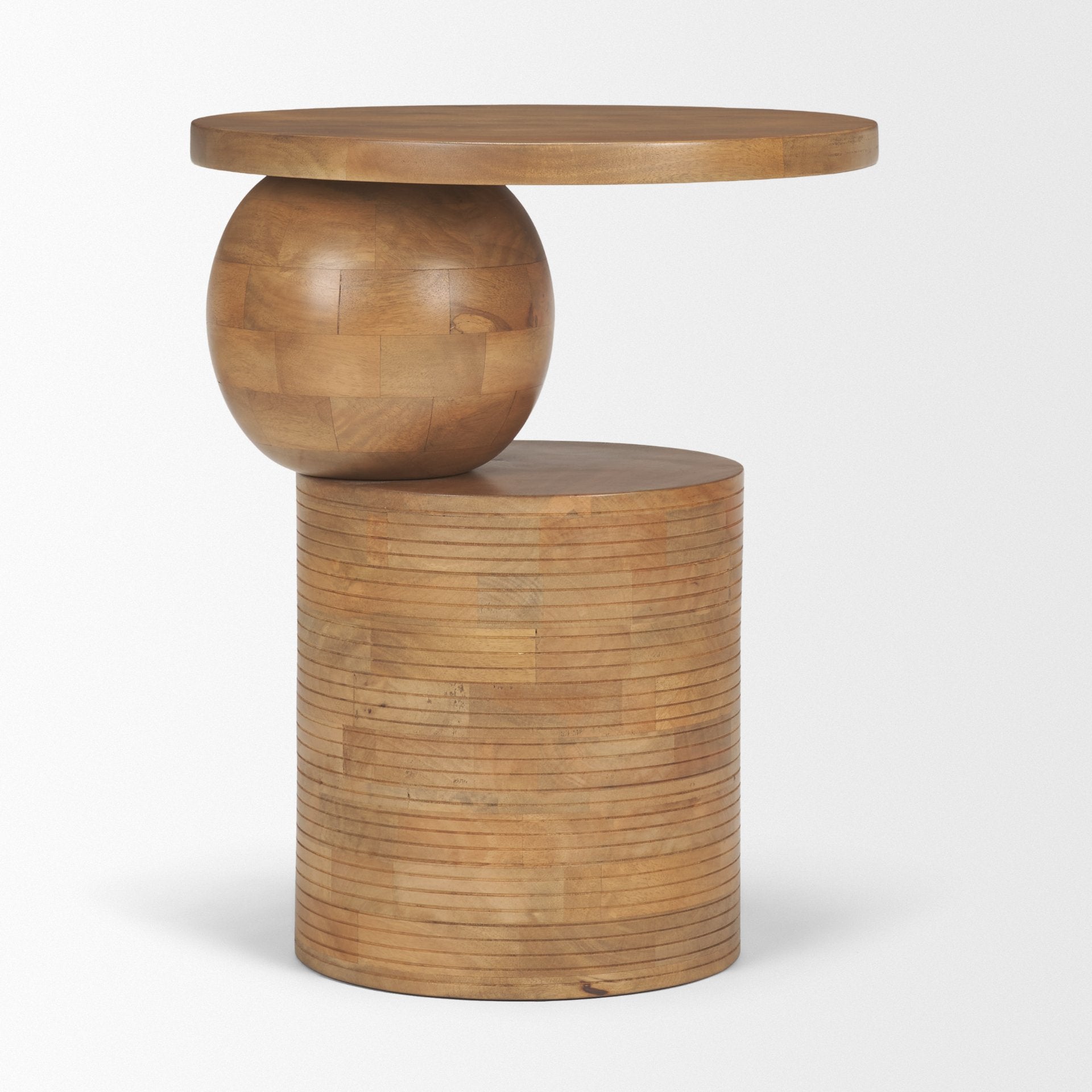 Stack Light Brown Wood Geometric Accent Table