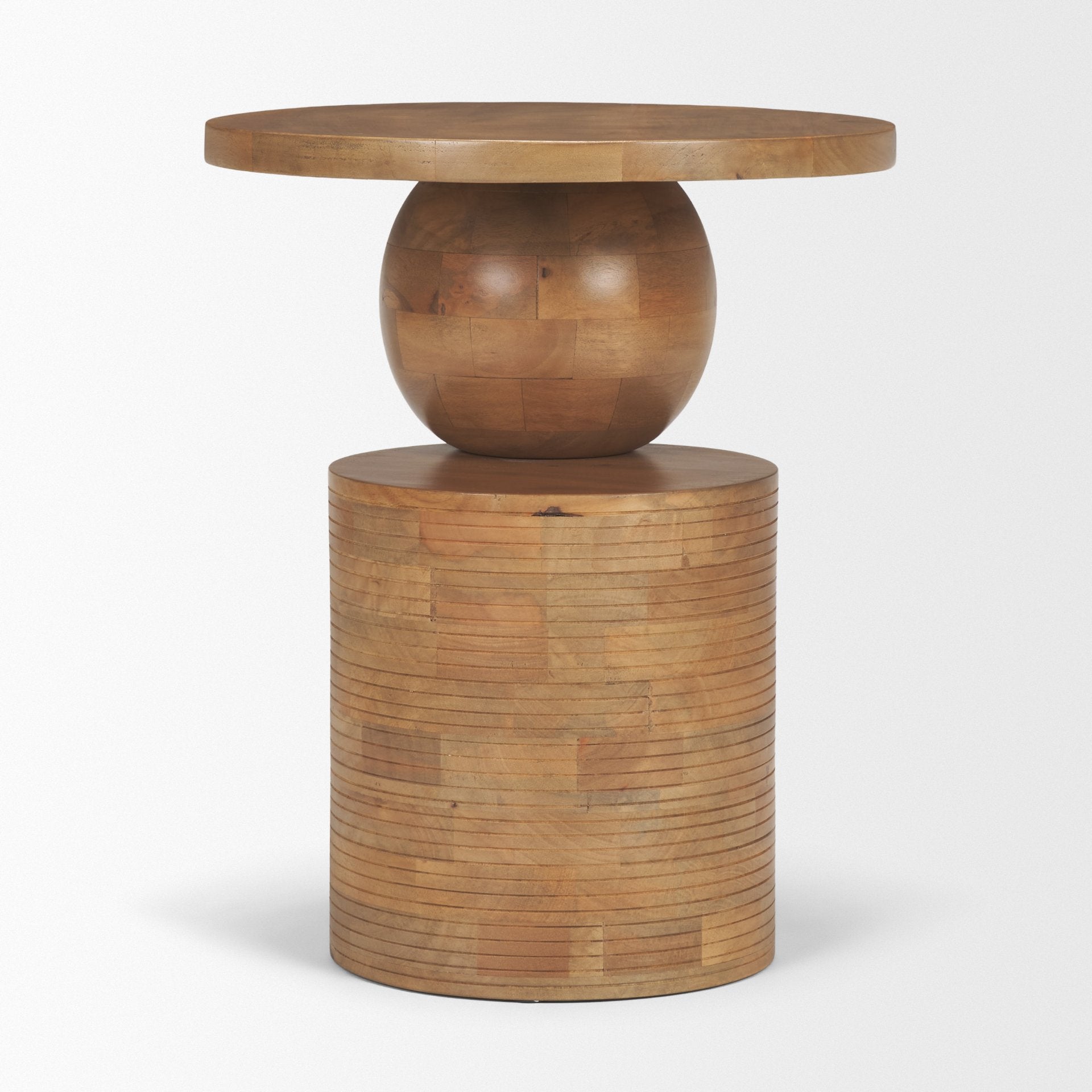 Stack Light Brown Wood Geometric Accent Table