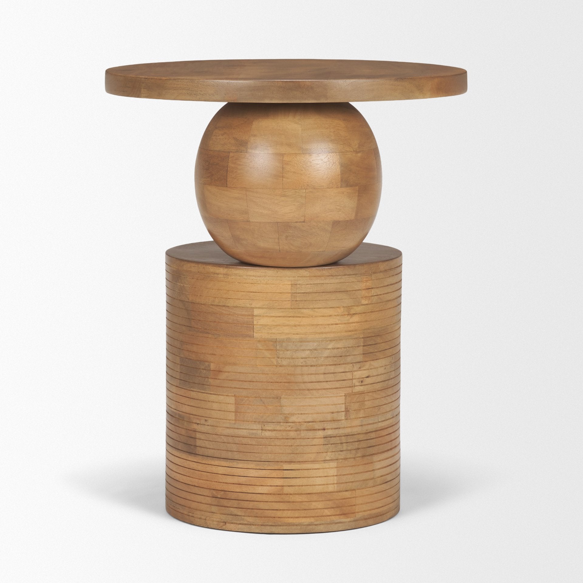 Stack Light Brown Wood Geometric Accent Table