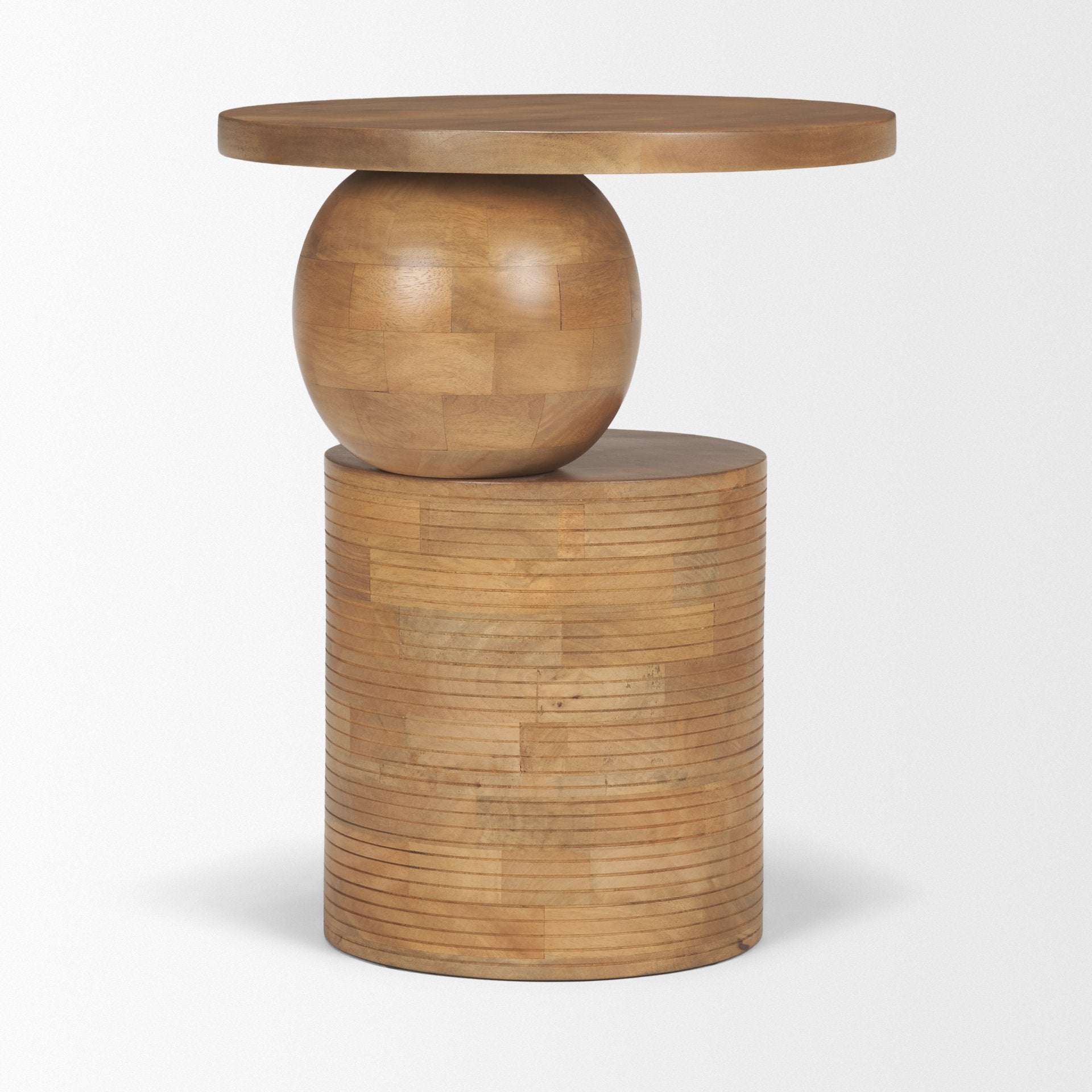 Stack Light Brown Wood Geometric Accent Table