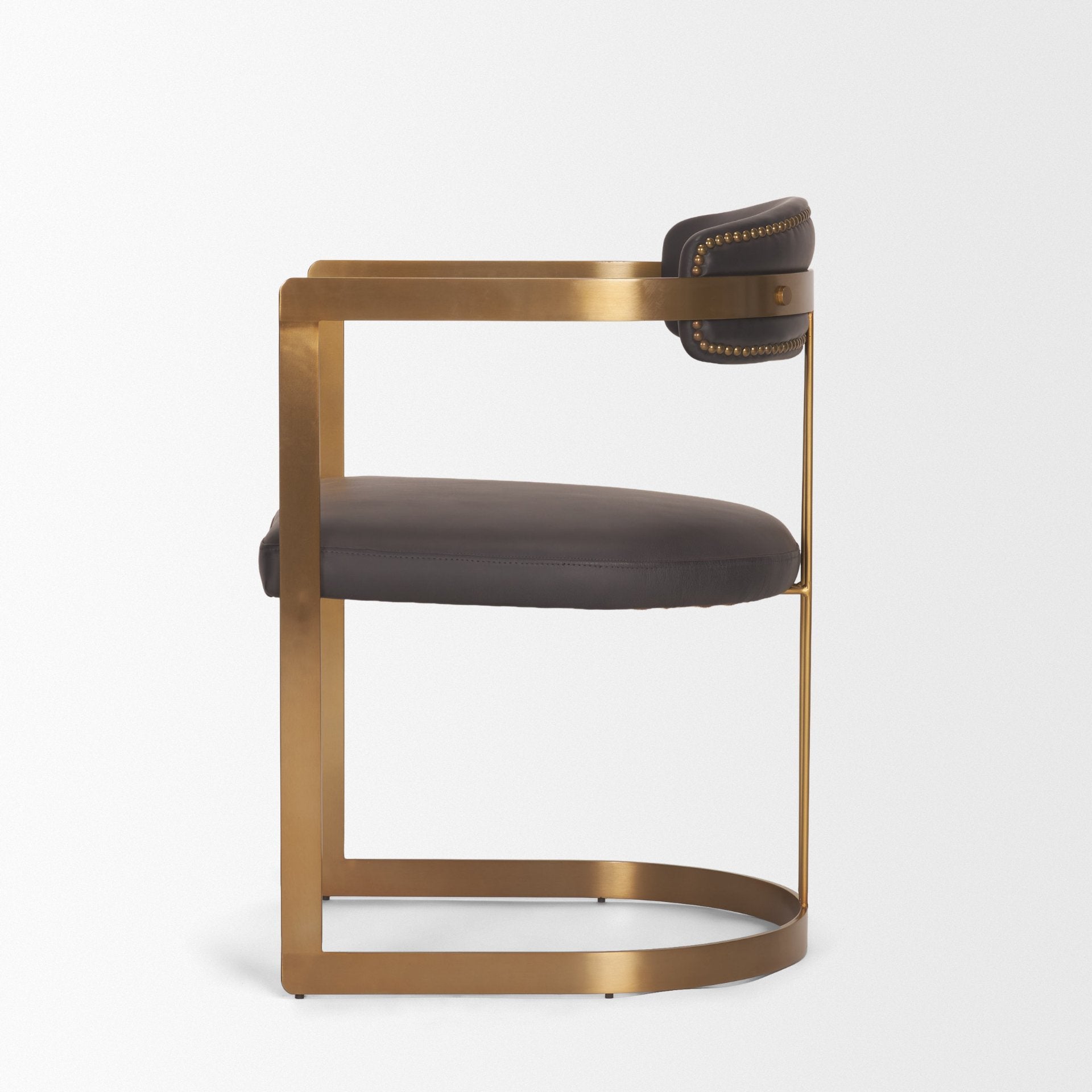 Hollyfield II Leather Seat Gold Iron Frame Dining Chair