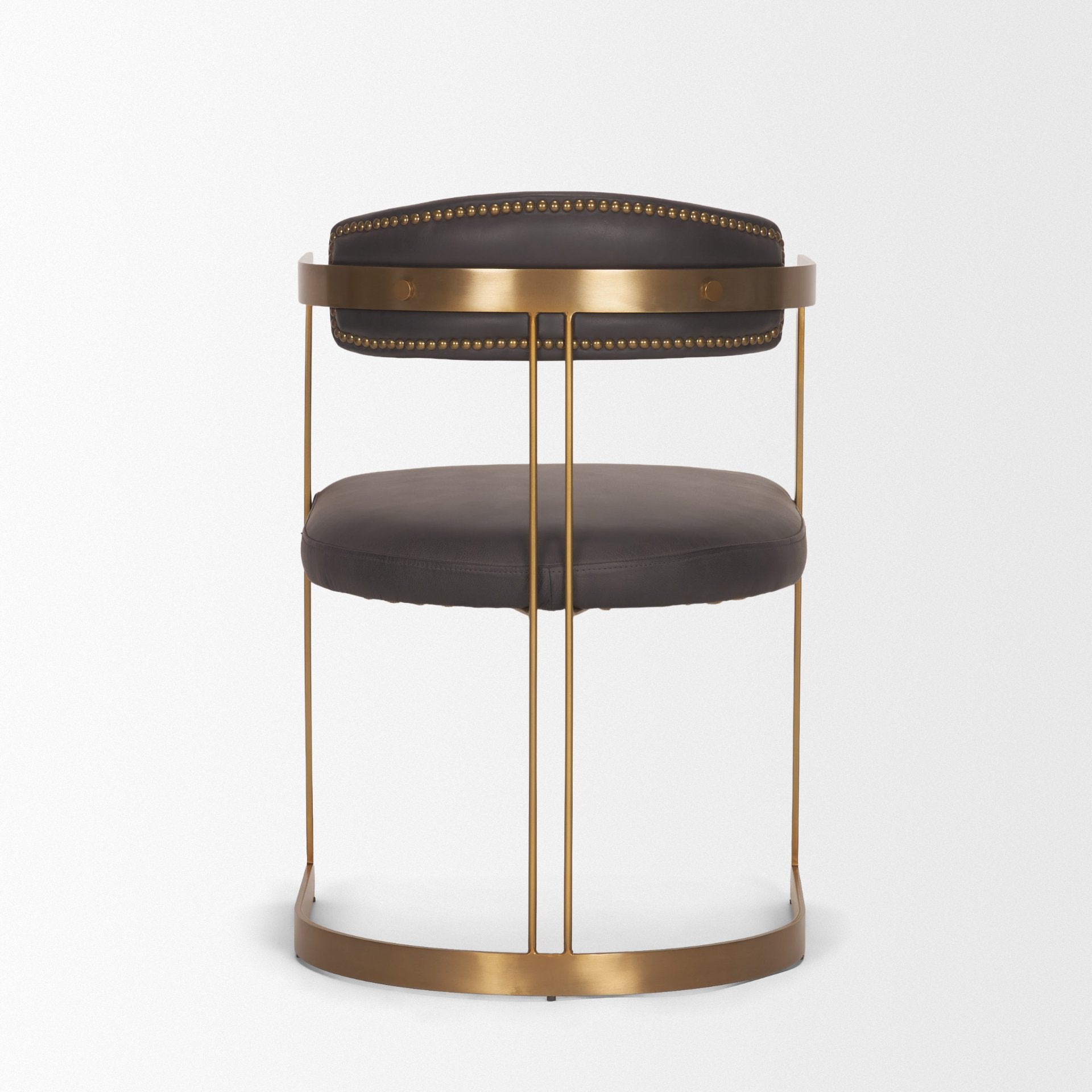 Hollyfield II Leather Seat Gold Iron Frame Dining Chair