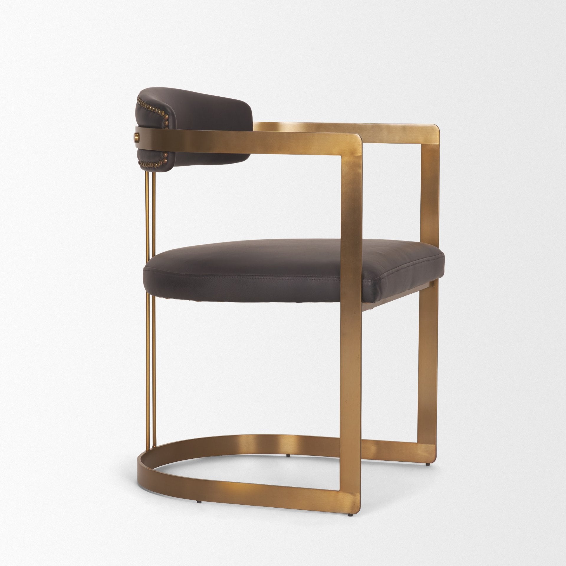 Hollyfield II Leather Seat Gold Iron Frame Dining Chair