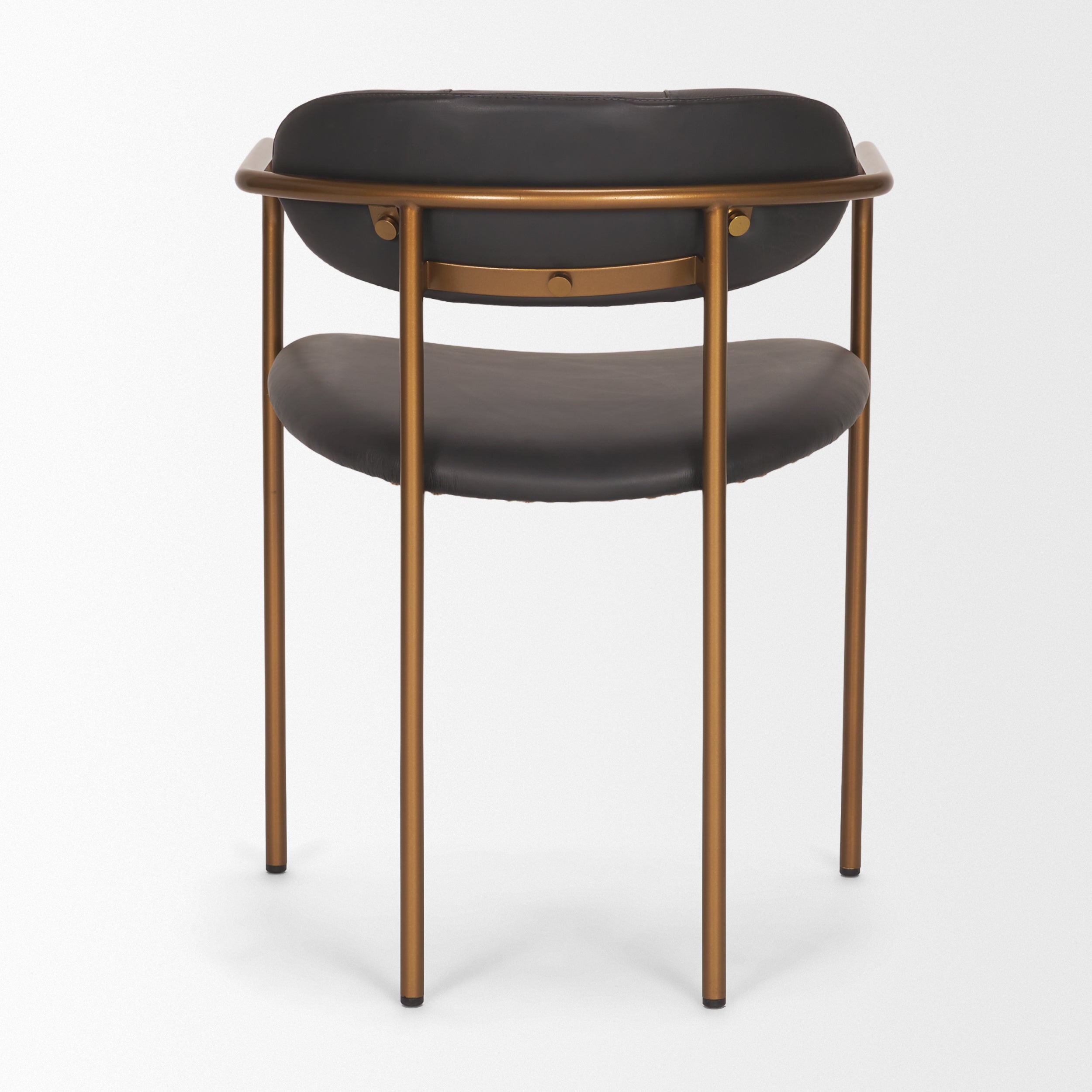 Parker Leather Seat Gold Metal Frame Dining Chair