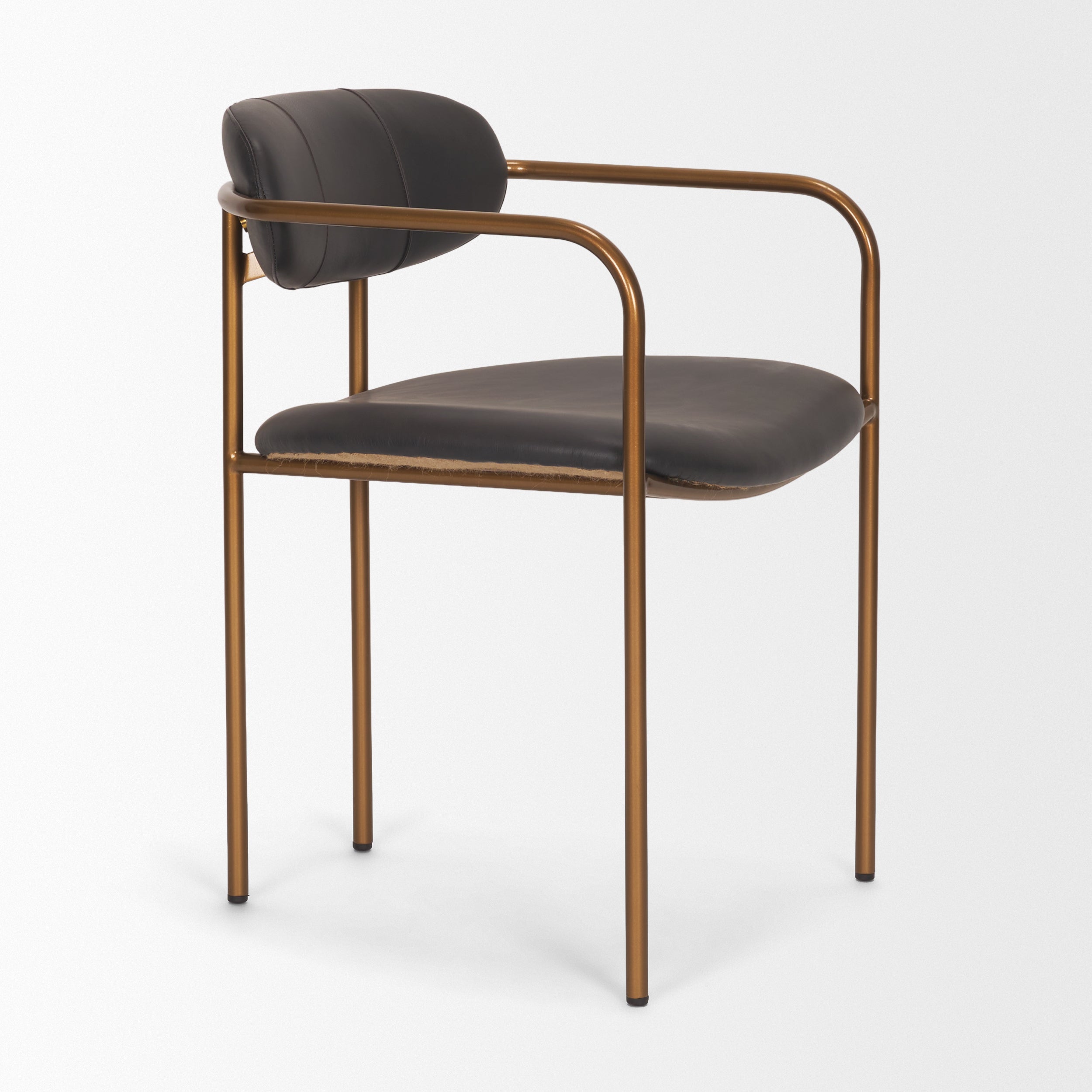 Parker Leather Seat Gold Metal Frame Dining Chair