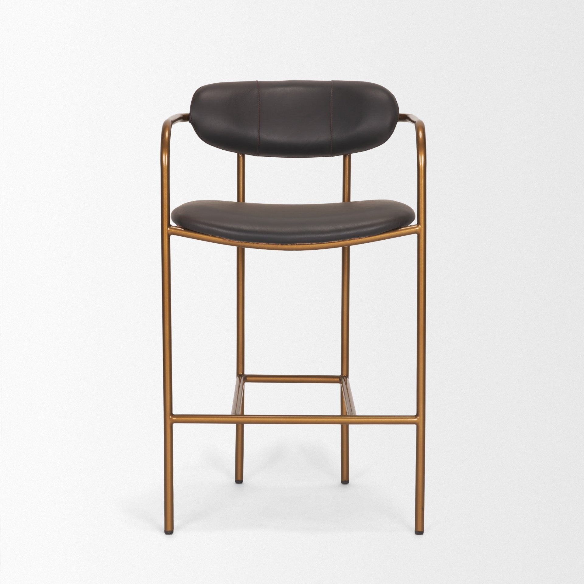 Parker Leather Seat Gold Metal Counter Stool