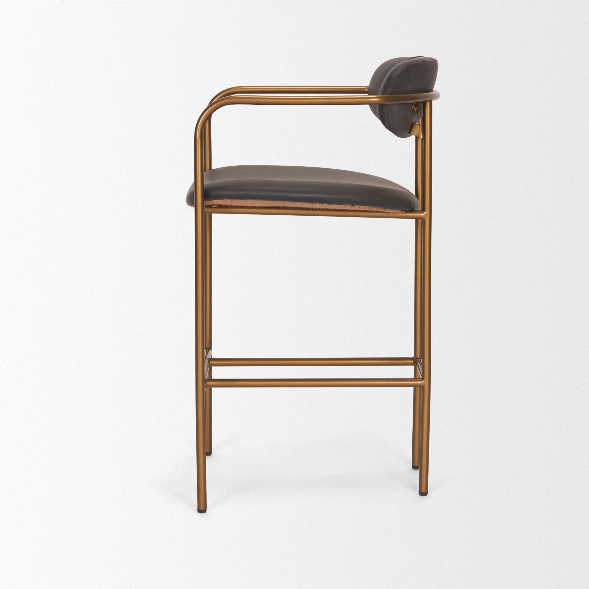 Parker Leather Seat Gold Metal Counter Stool