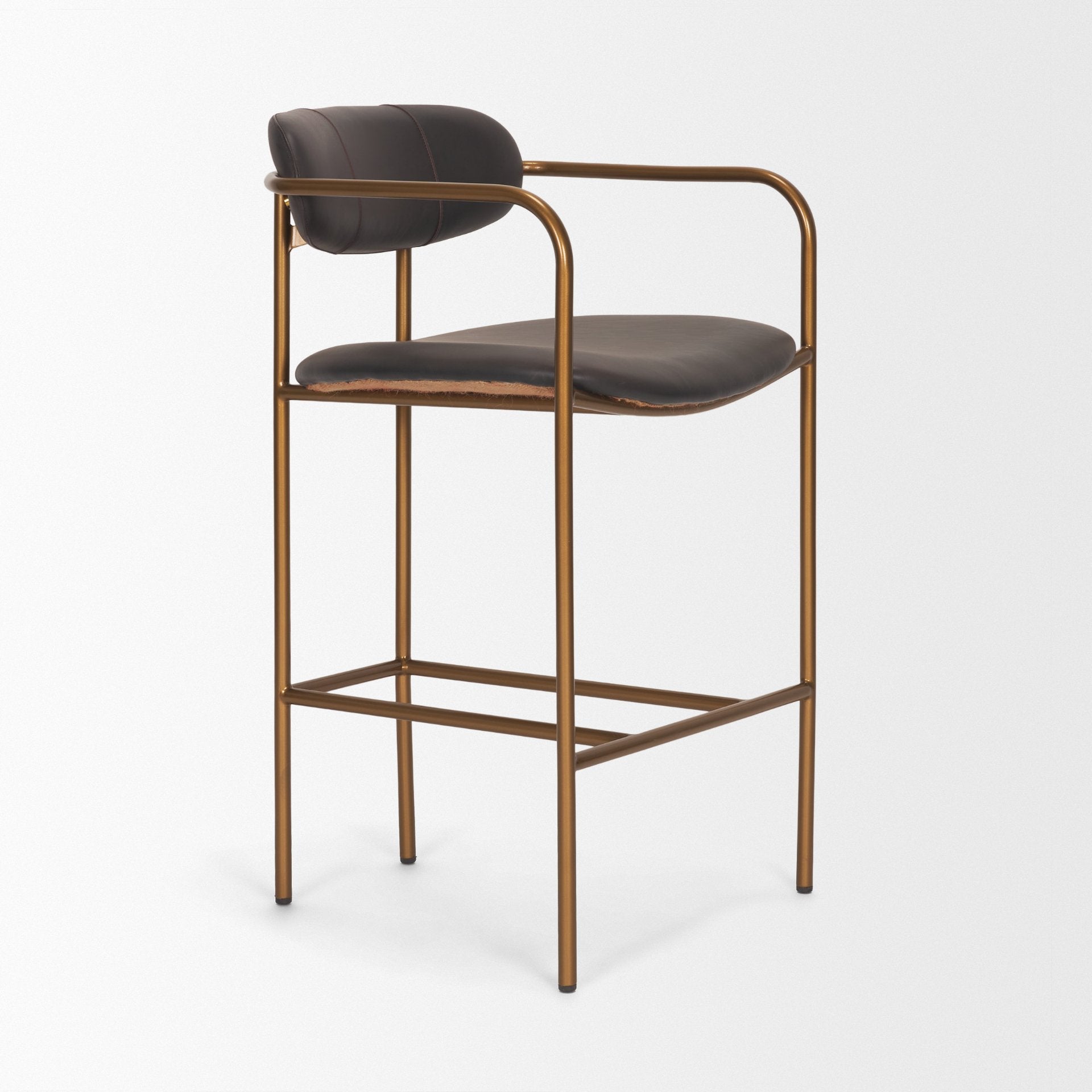 Parker Leather Seat Gold Metal Counter Stool