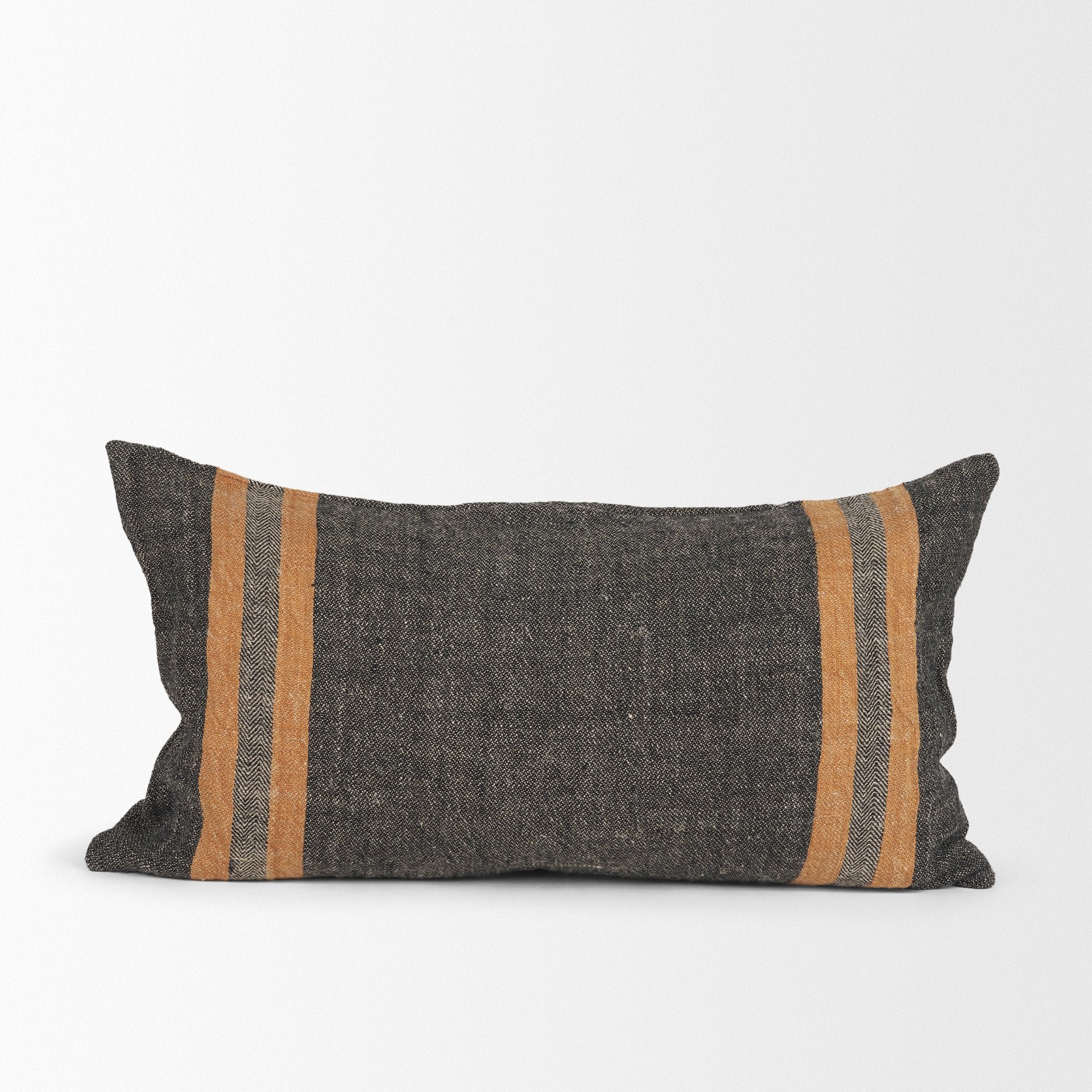 Mercer Black with Orange Stripes Decorative Pillow Cover