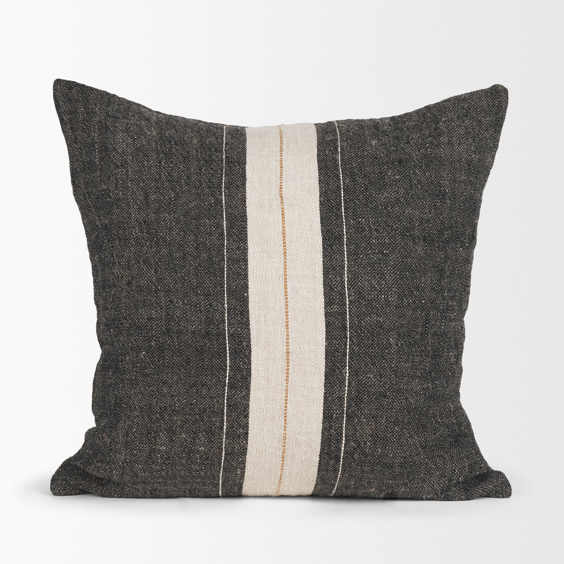 Cooper 20x20 Square Black with Cream Stripe Decorative Pillow Cover
