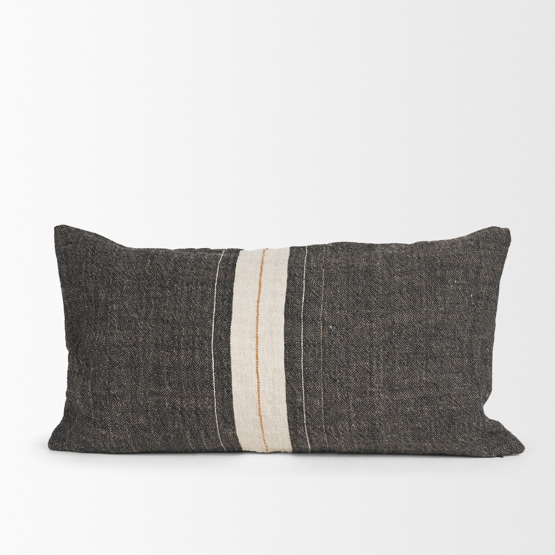 Cooper 14x26 Lumbar Black with Cream Stripe Decorative Pillow Cover