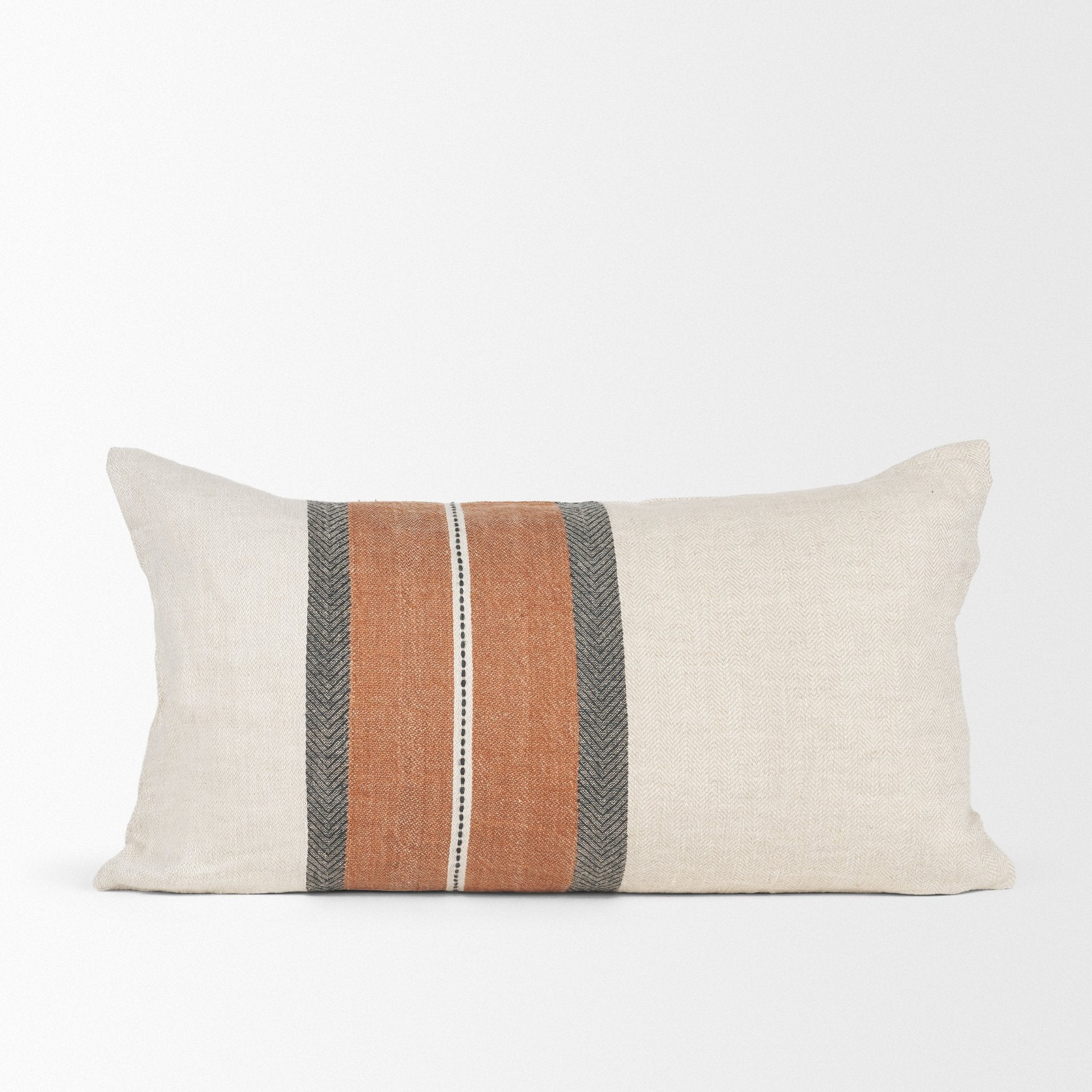 Mason Cream with Orange Stripe Decorative Pillow Cover