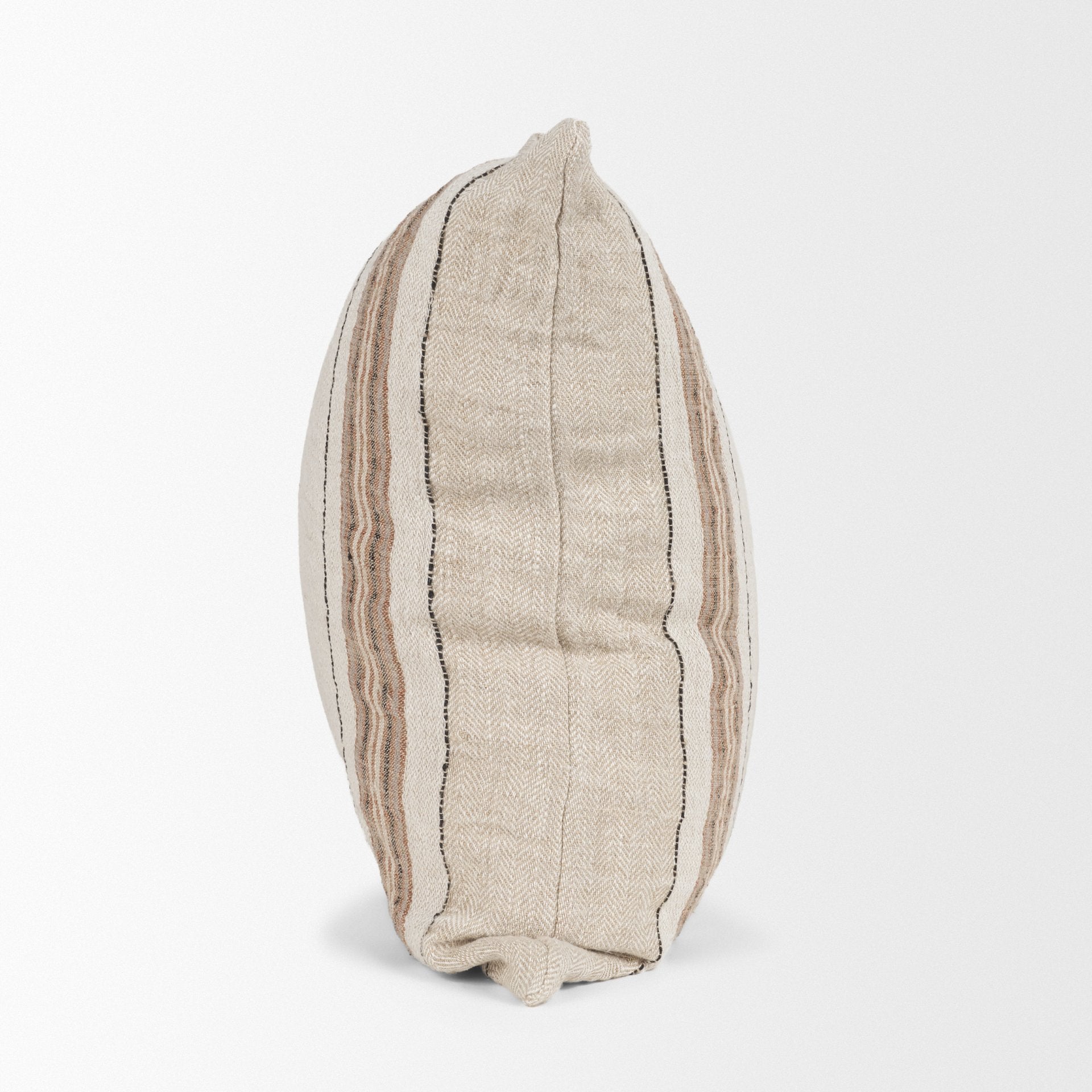 Maeve Natural Linen with Orange Stripes Decorative Pillow Cover