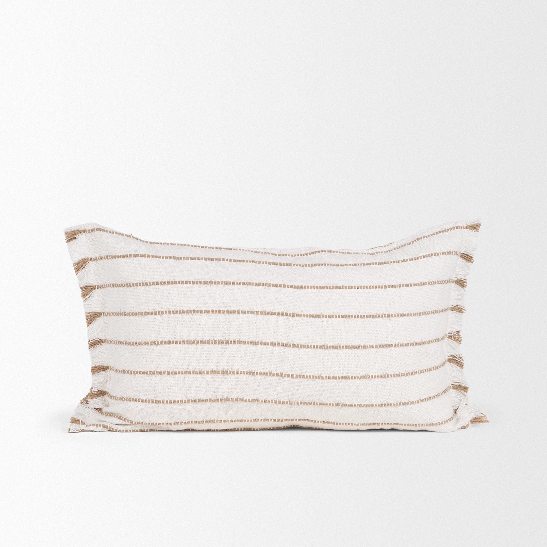 Willow Cream with Camel Stripes Decorative Pillow Cover