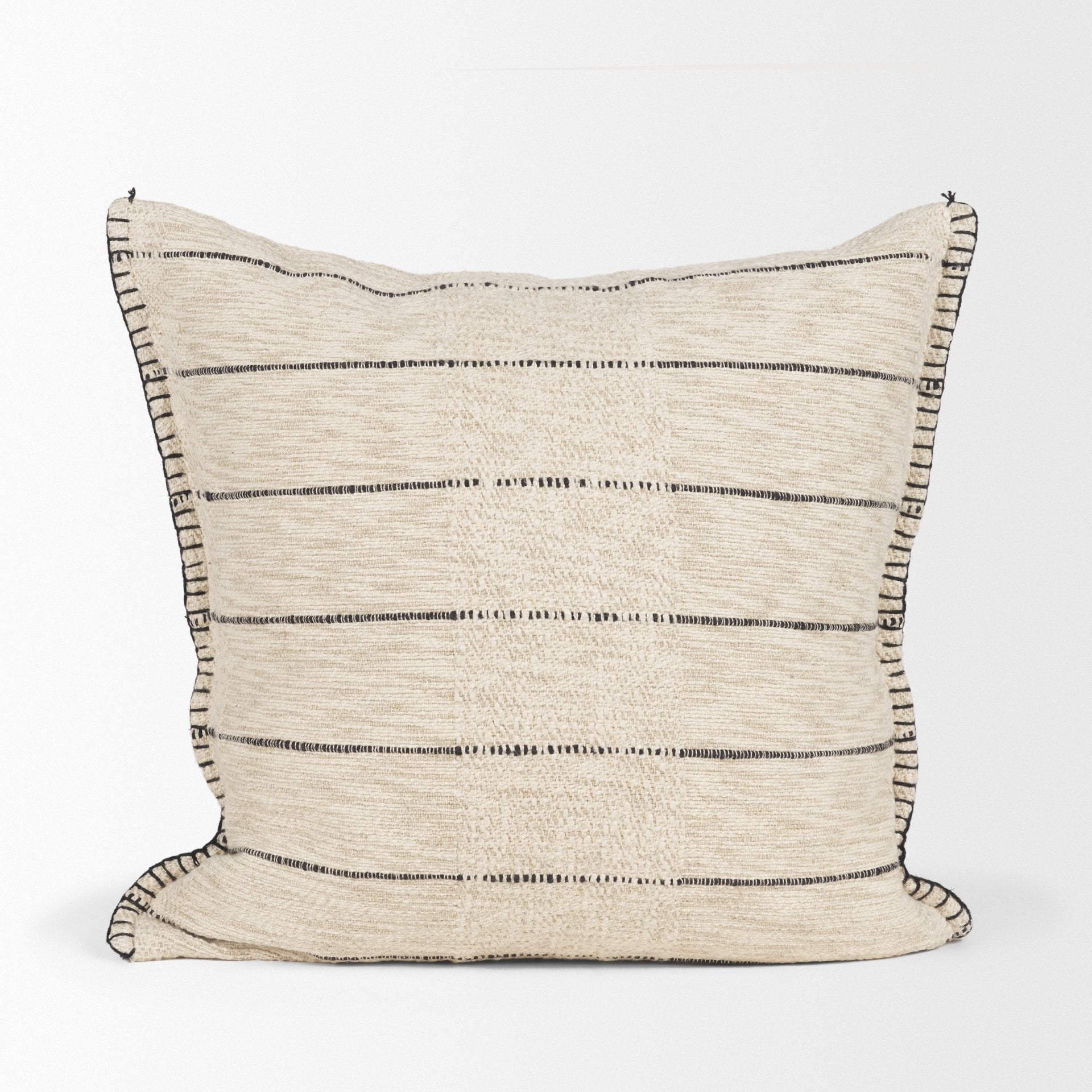 Lyle Oatmeal with Black Stripes Decorative Pillow Cover
