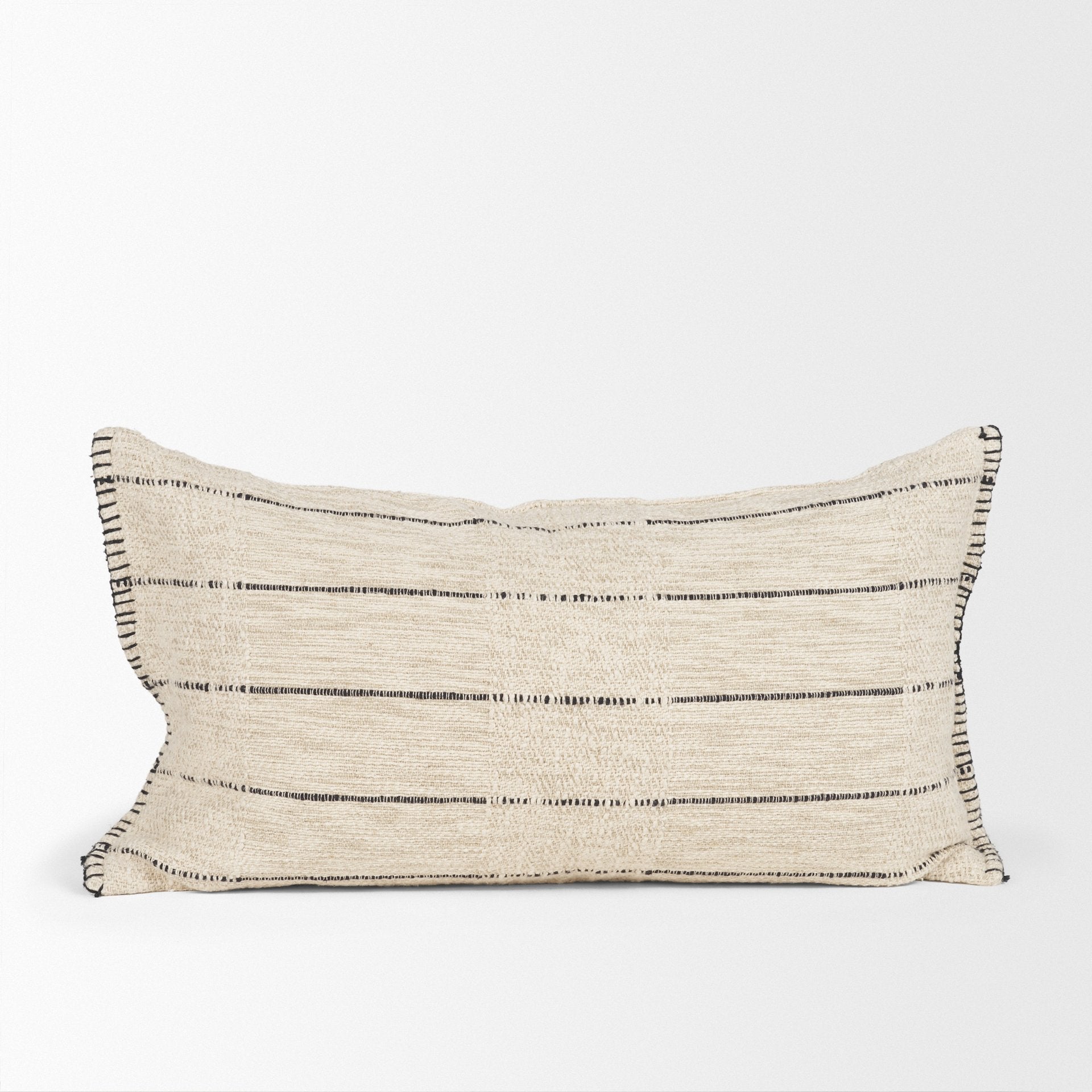 Lyle Oatmeal with Black Stripes Decorative Pillow Cover