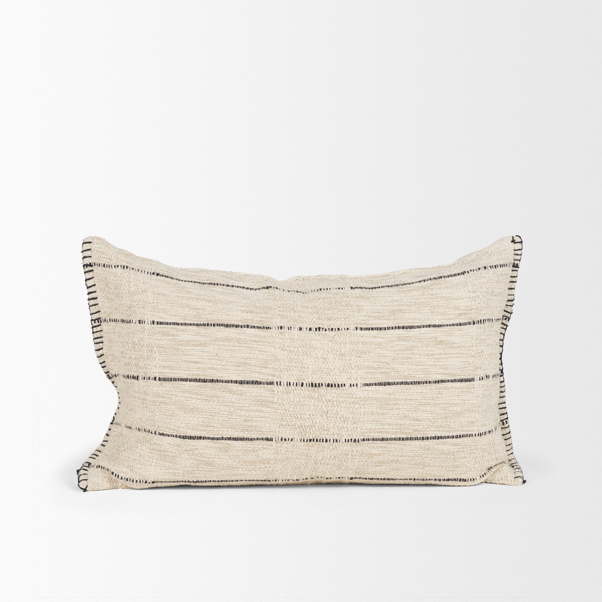Lyle Oatmeal with Black Stripes Decorative Pillow Cover